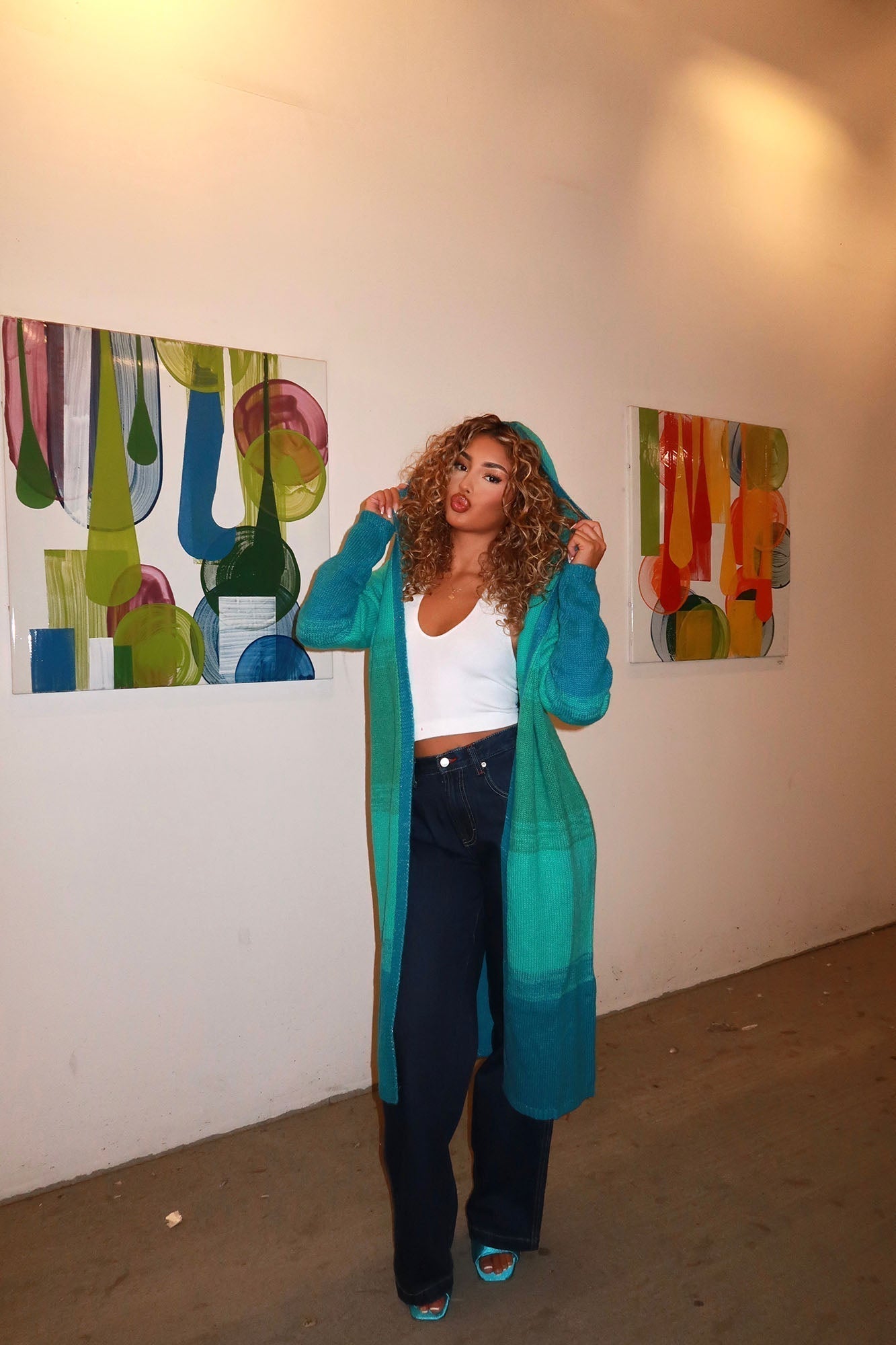 Malibu Ombre Long Cardigan - Blue/combo