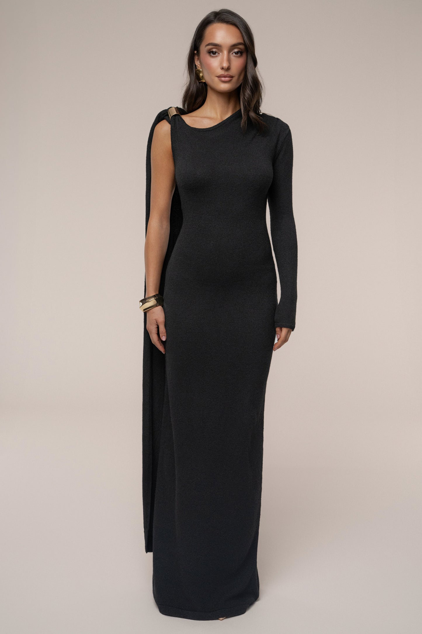 Black Aniza Drape Maxi Dress