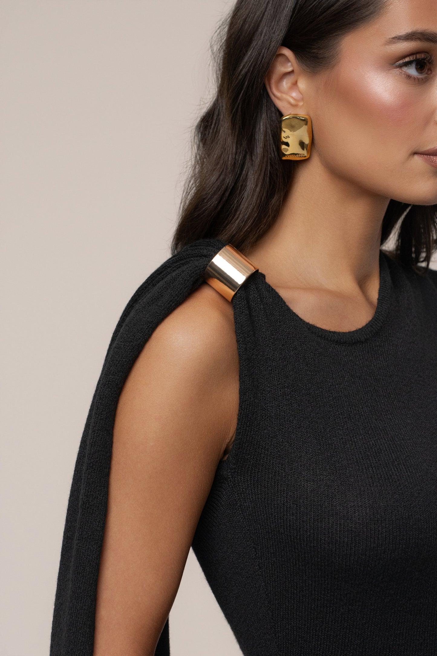 Black Aniza Drape Maxi Dress