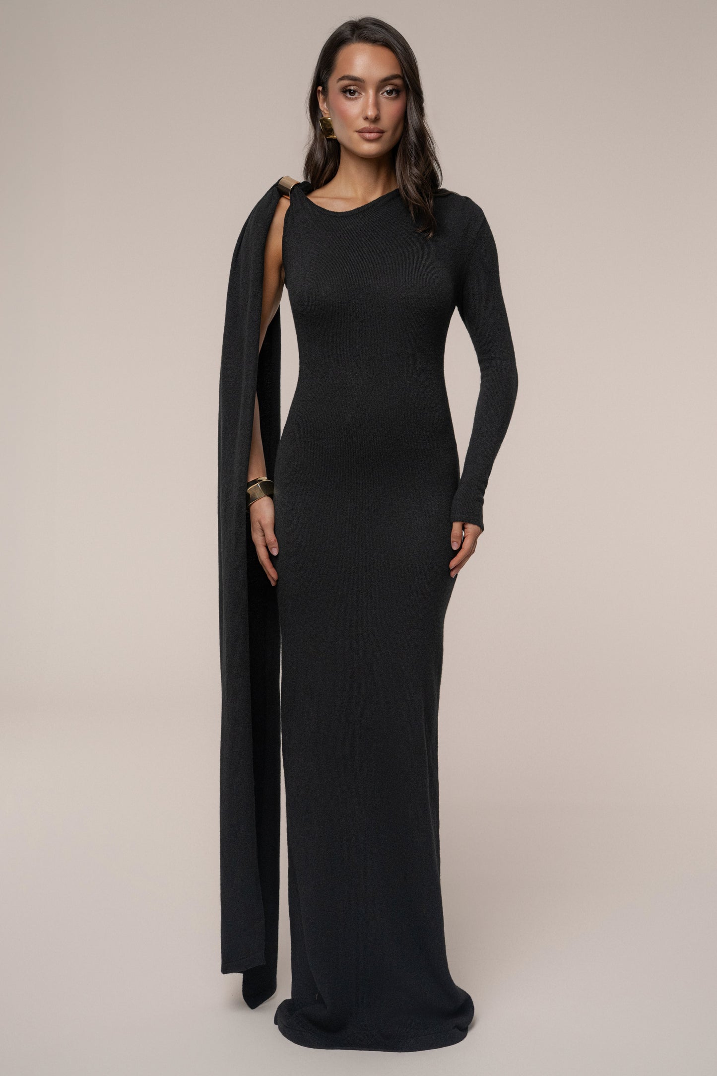 Black Aniza Drape Maxi Dress