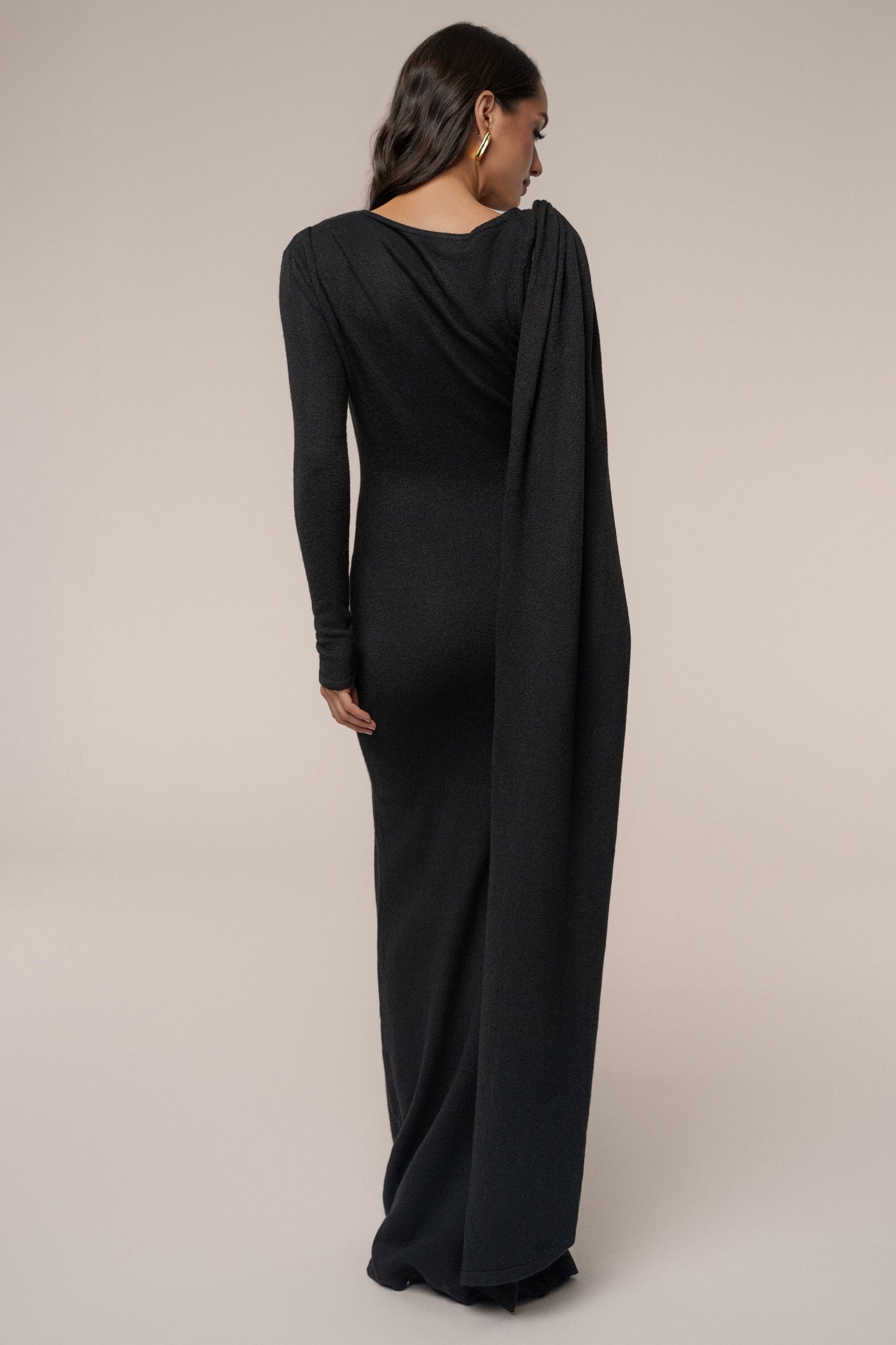 Black Aniza Drape Maxi Dress