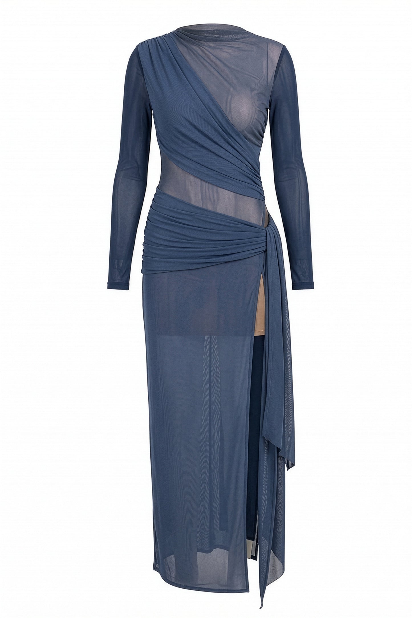 Navy Heatwave Mesh Maxi Dress