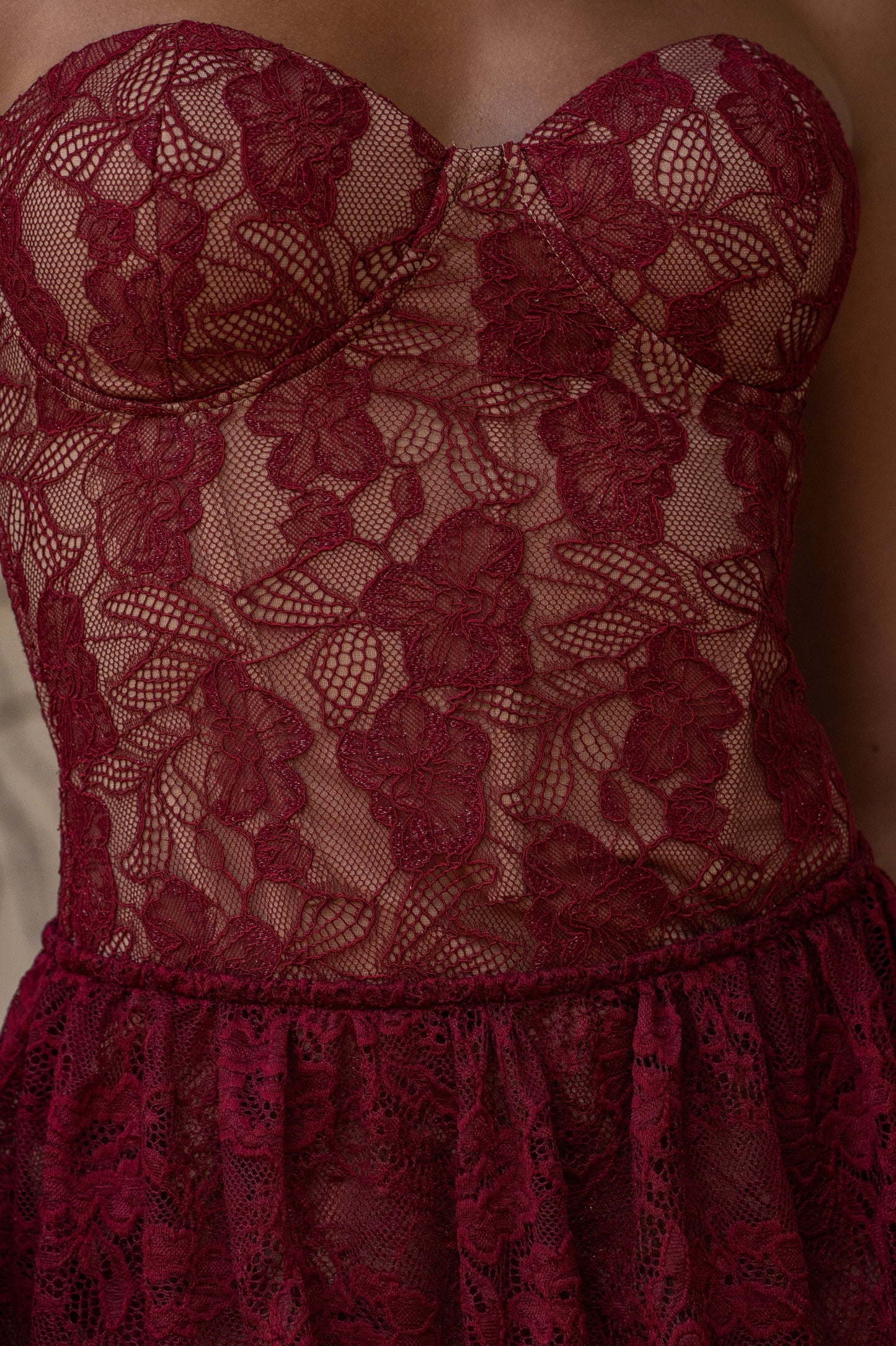 Red Fairytale Ending Lace Maxi Dress