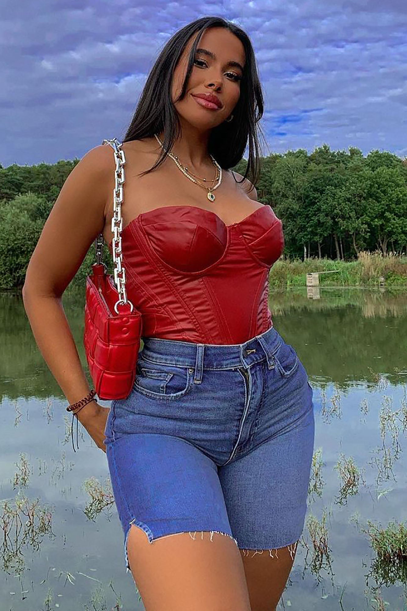 Bae For Tonight Faux Leather Corset Top - Wine