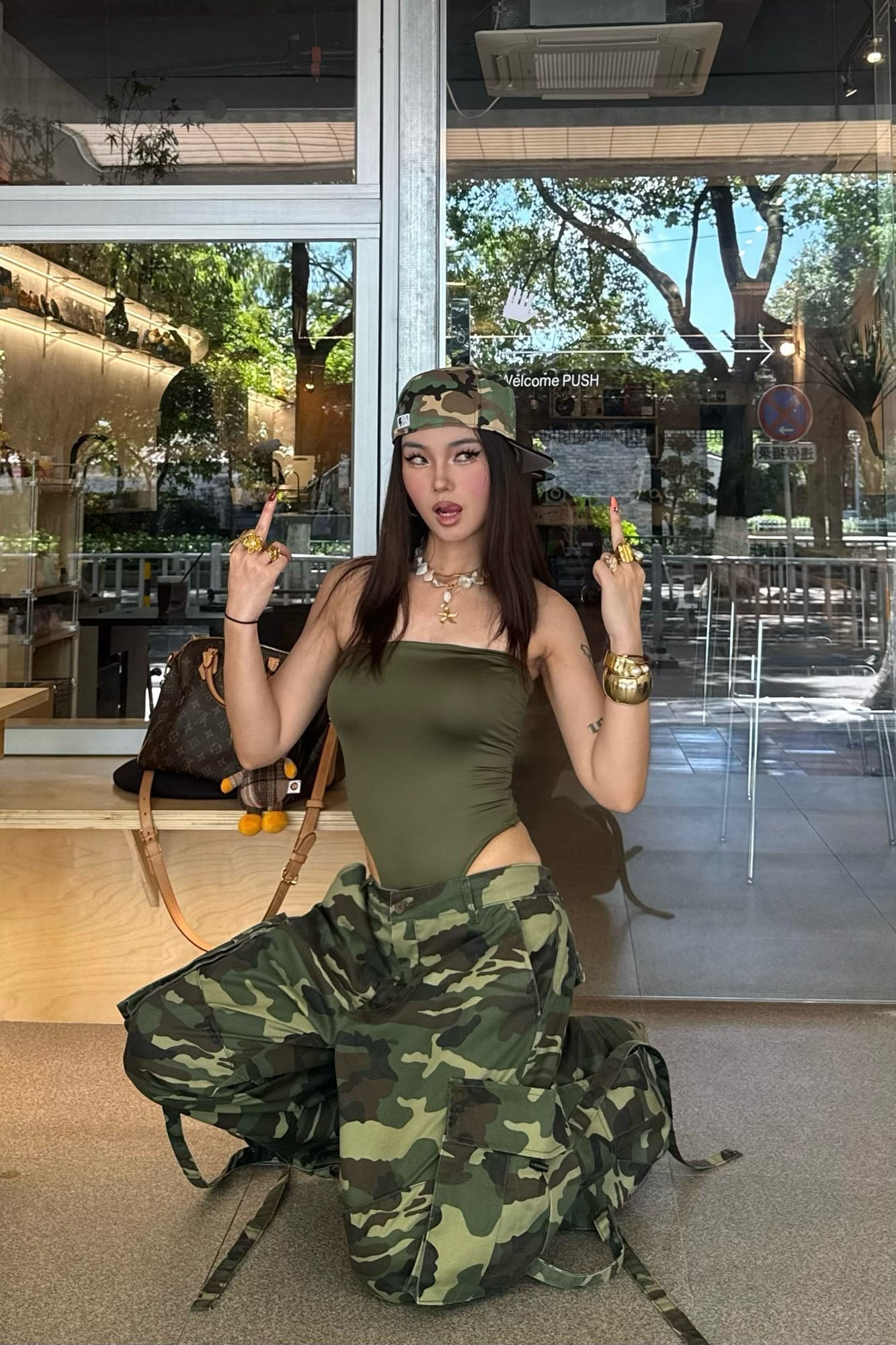 Contour Double Lined Strapless Bodysuit - Military Green