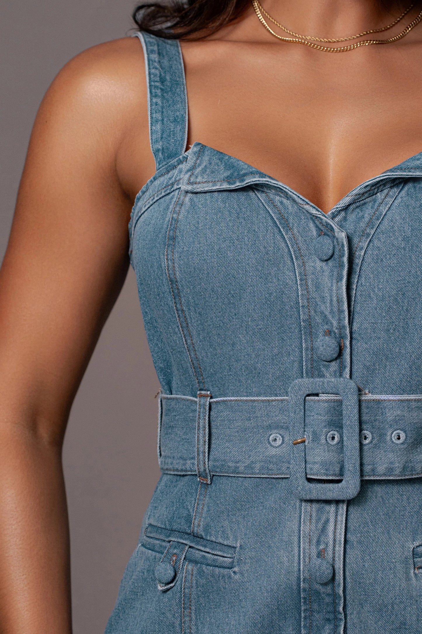 Medium Wash Celene Denim Maxi Dress
