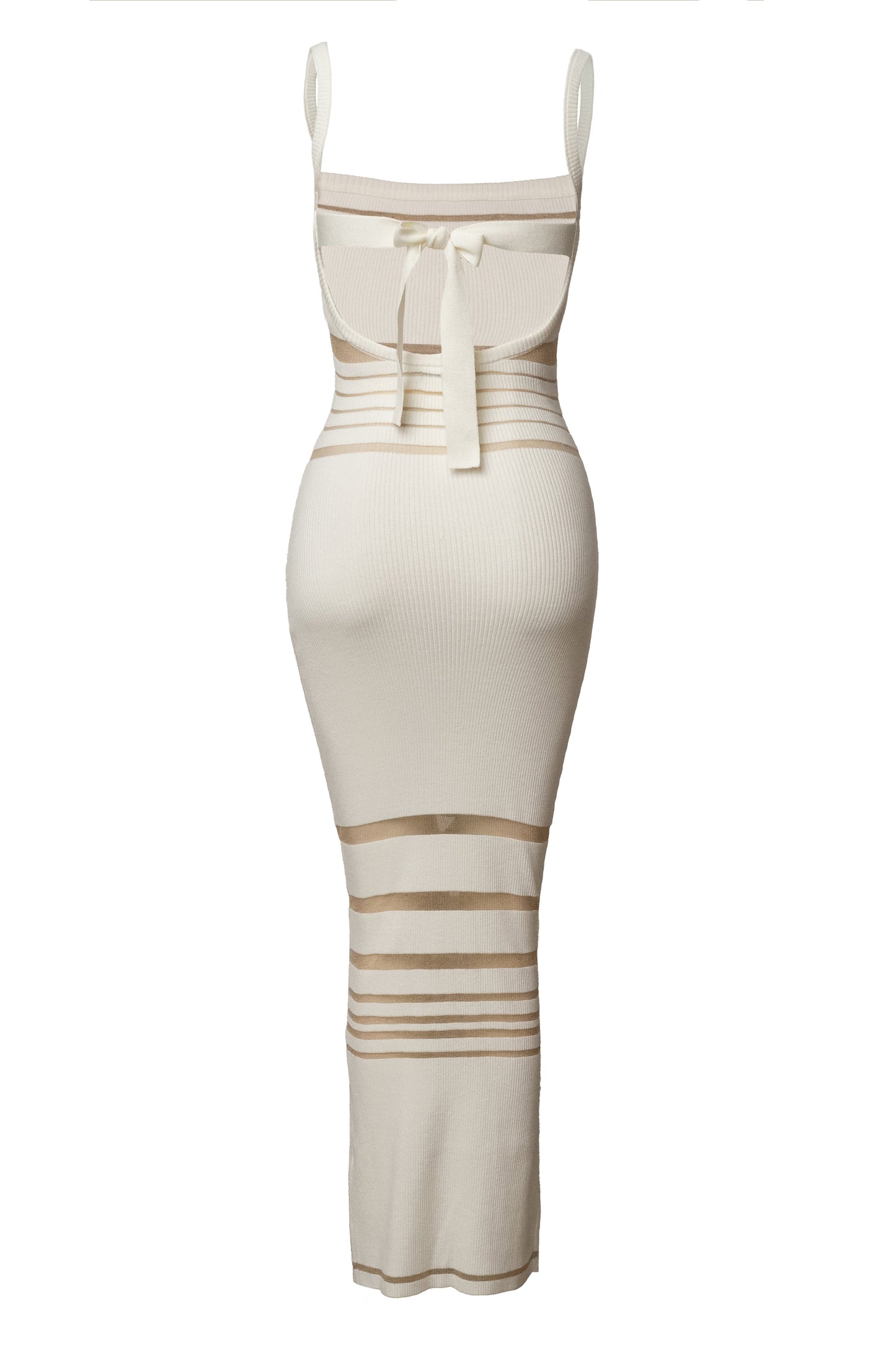 Ivory Striped Rib Knit Dress