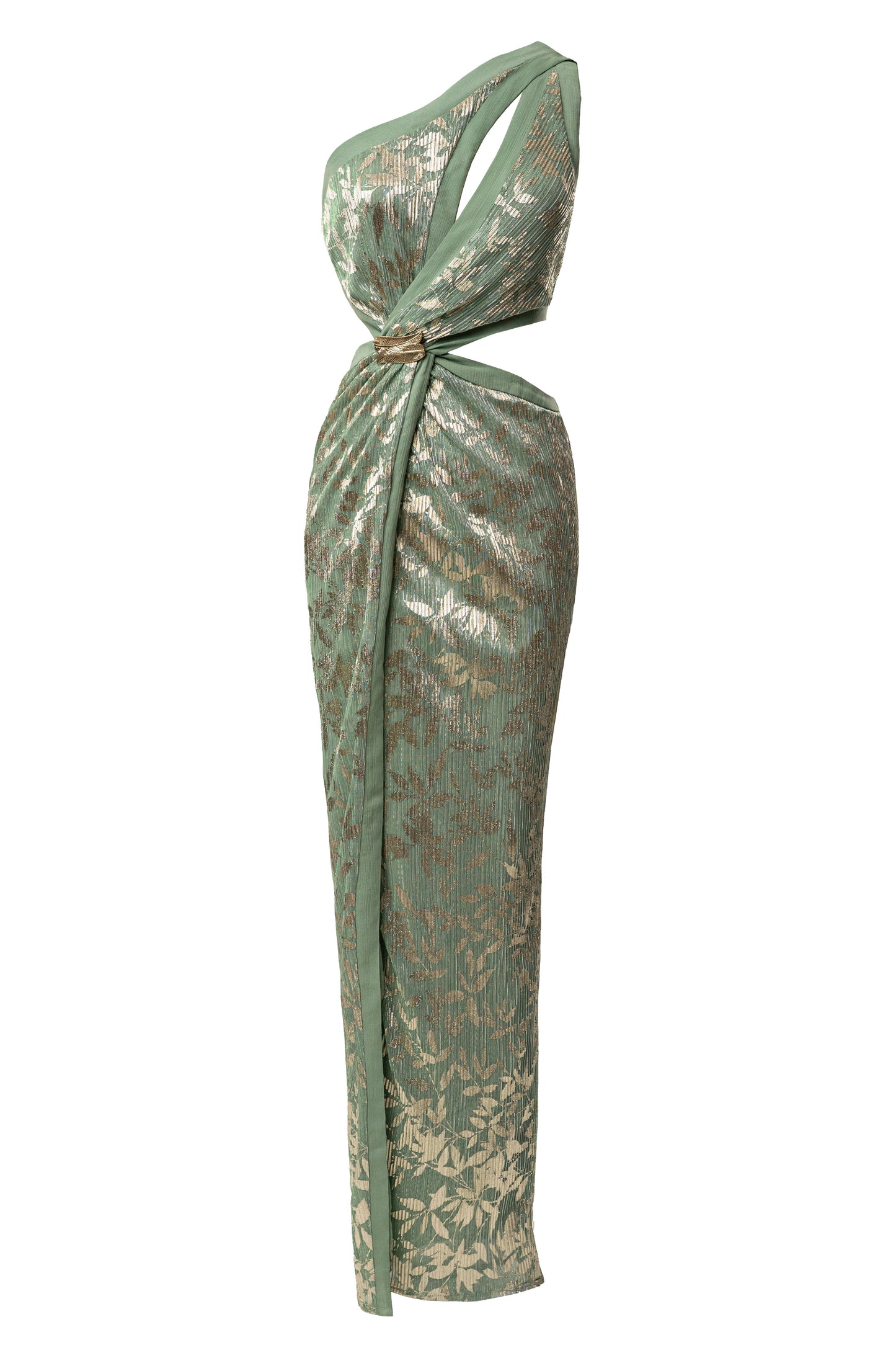 Sage One Shoulder Keyhole Dress