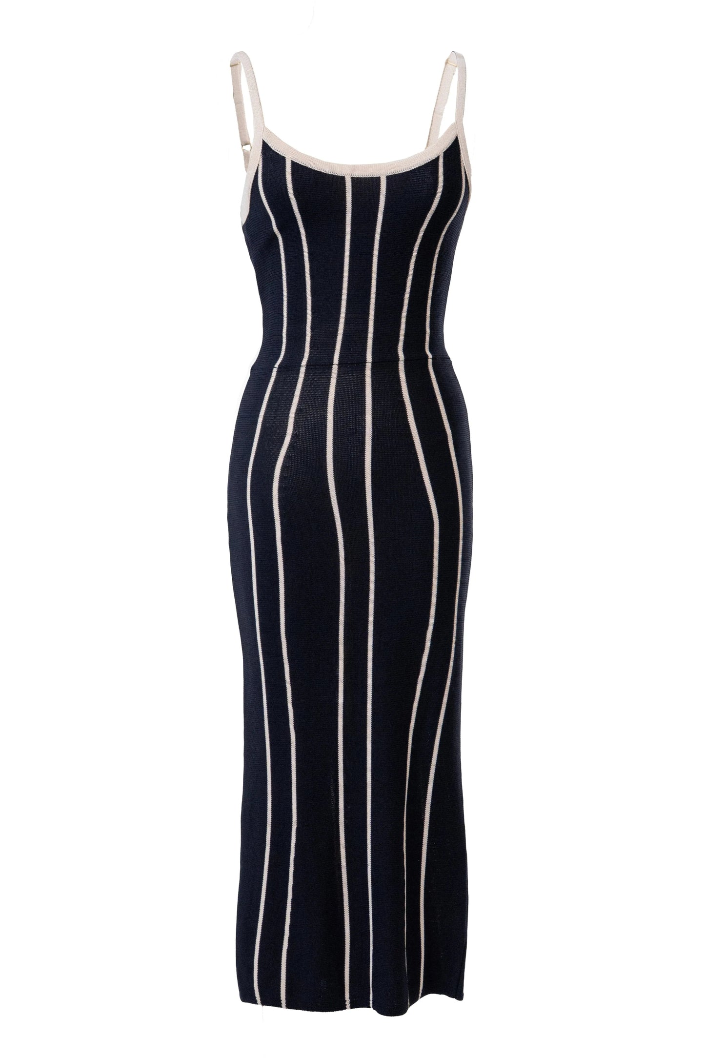Navy/Ivory Parallel Elegance Midi Dress