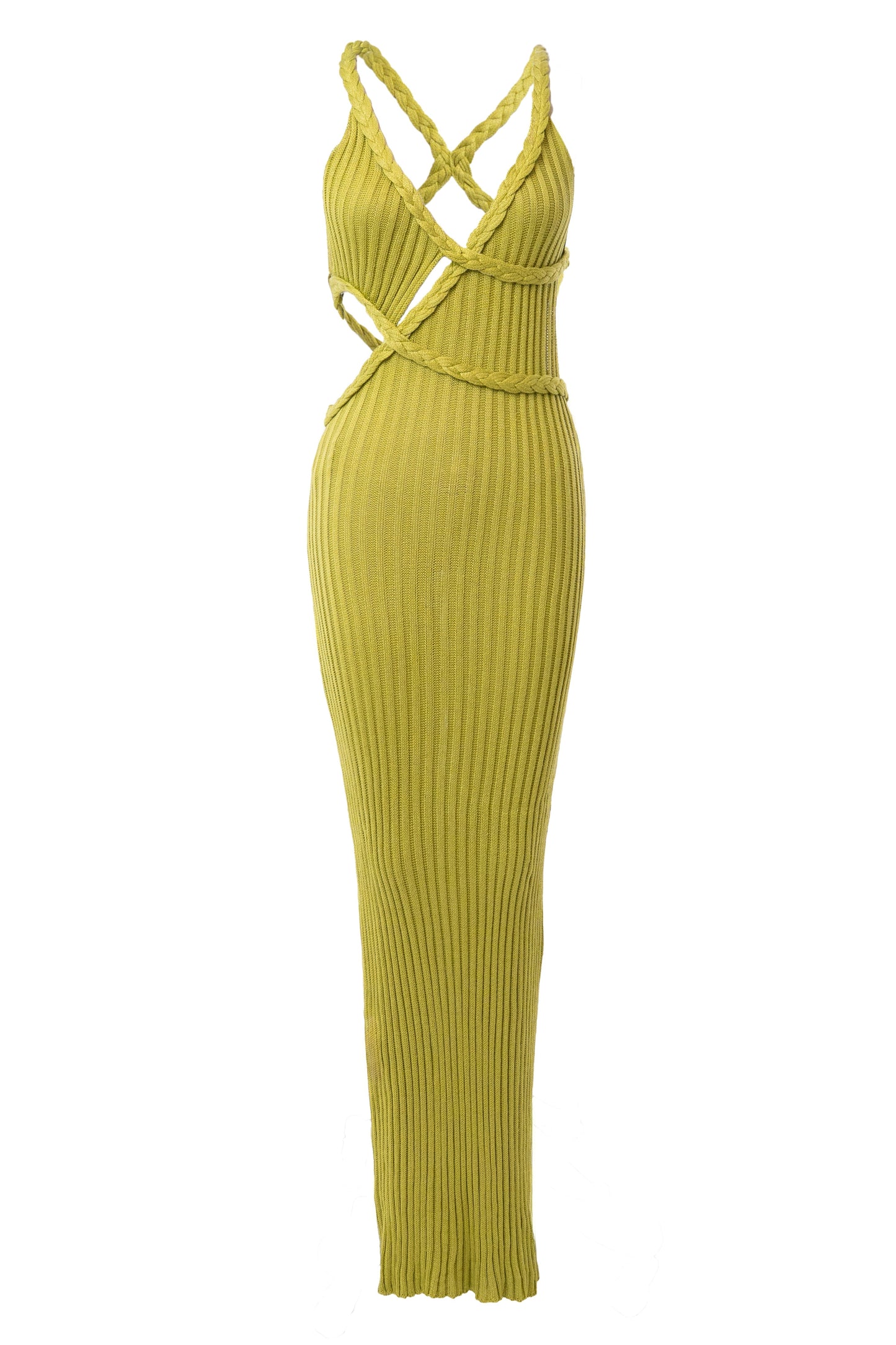 Lime Drift And Dream Braided Maxi Dress