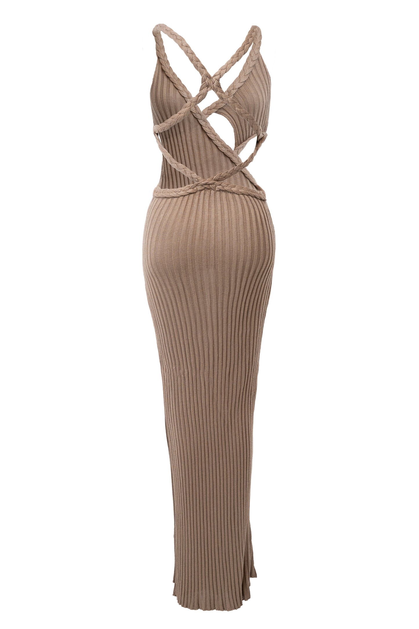 Mocha Drift And Dream Braided Maxi Dress