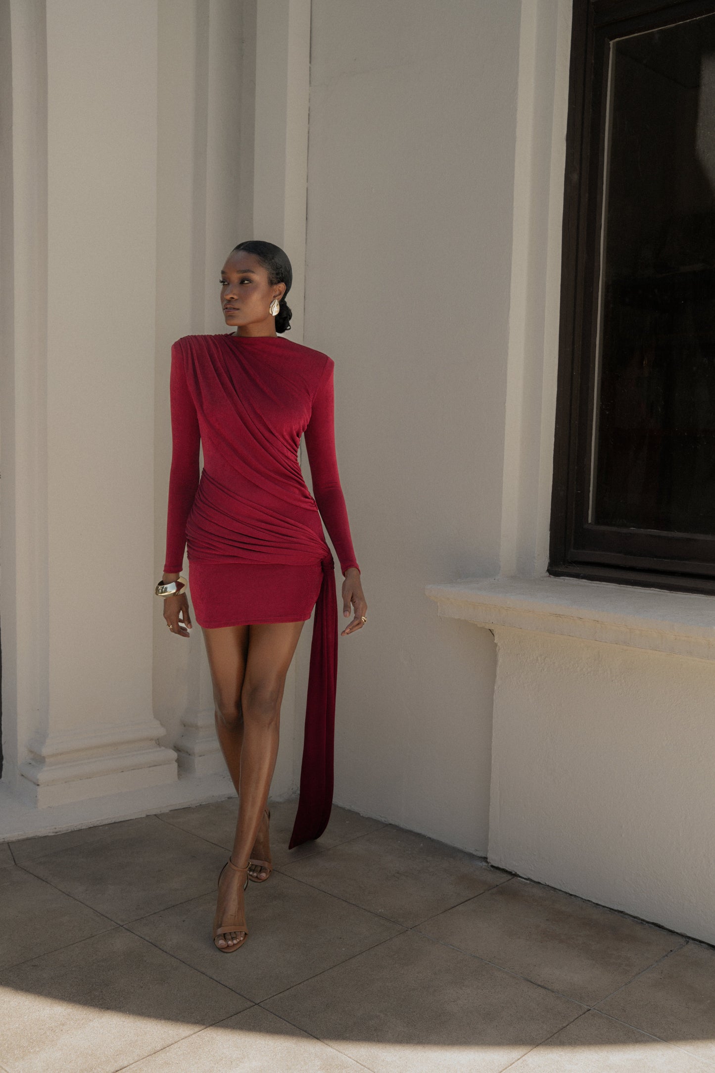 Berry Moments Draped Mini Dress