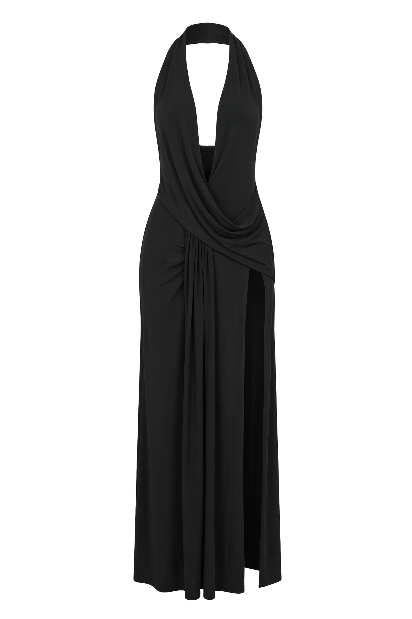 Black Ibiza Halter Maxi Dress