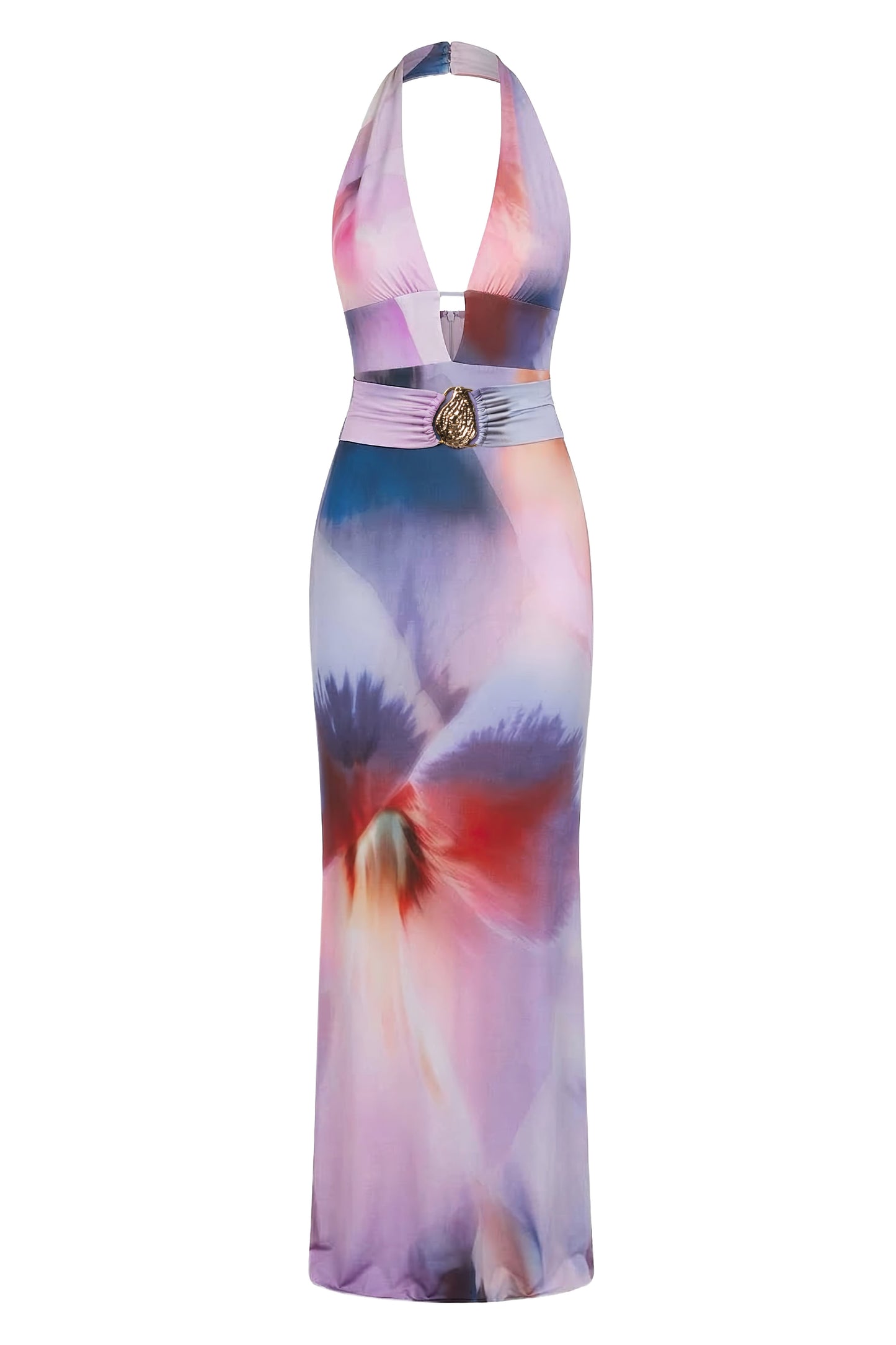 Purple Floral Blossom Print Maxi Dress