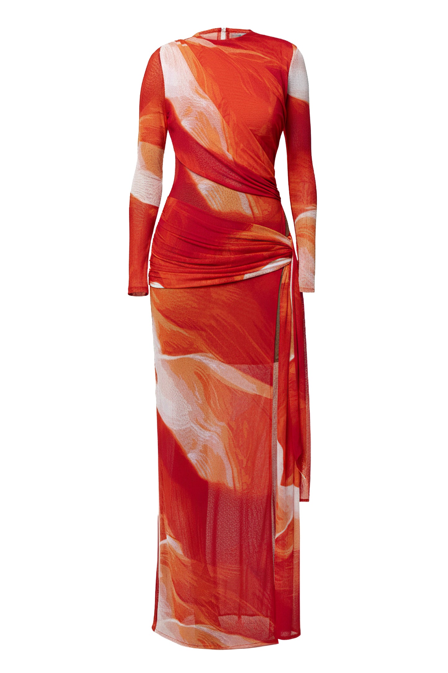 Sunset Red Heatwave Mesh Maxi Dress