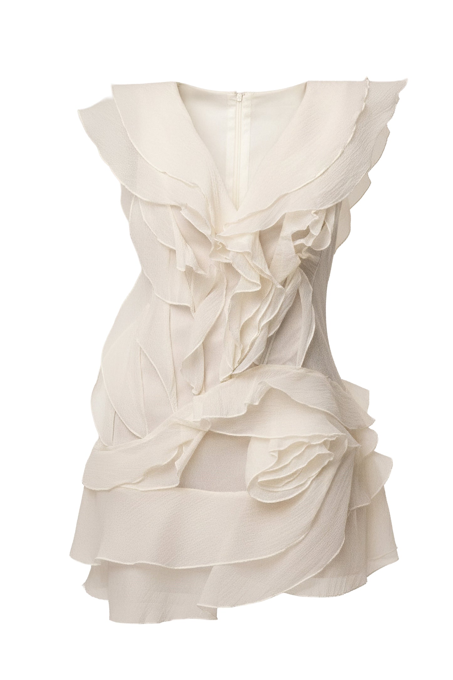 Ivory Dove Chiffon Mini Dress