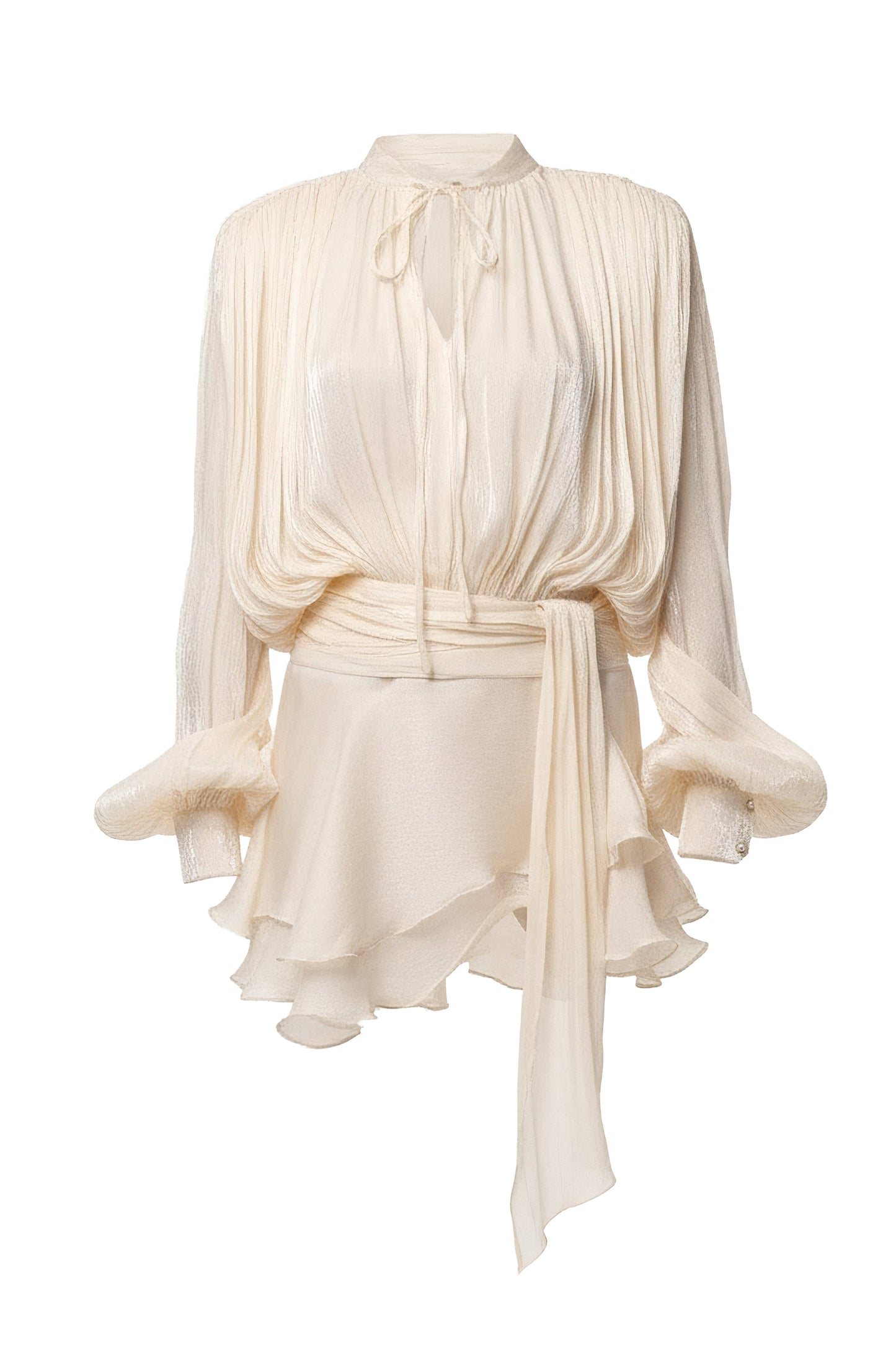 Cream Pure Glow Draped Mini Dress