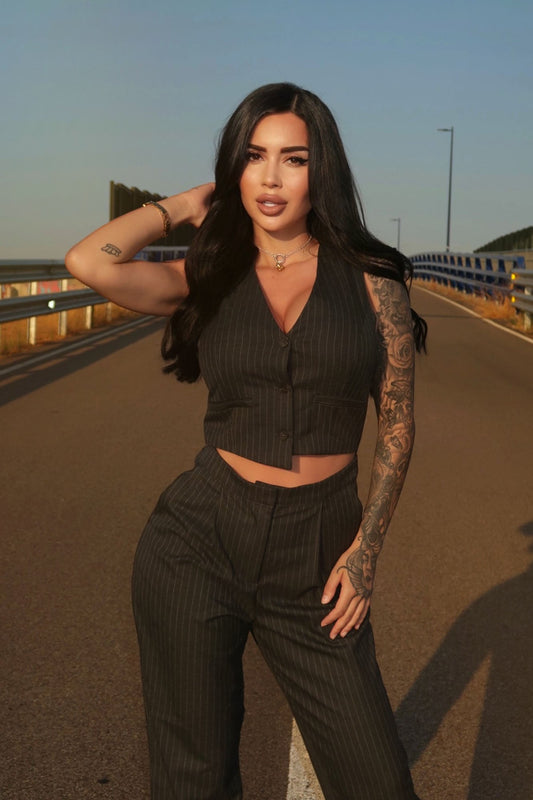 Giselle Vest Jumpsuit - Dark Grey
