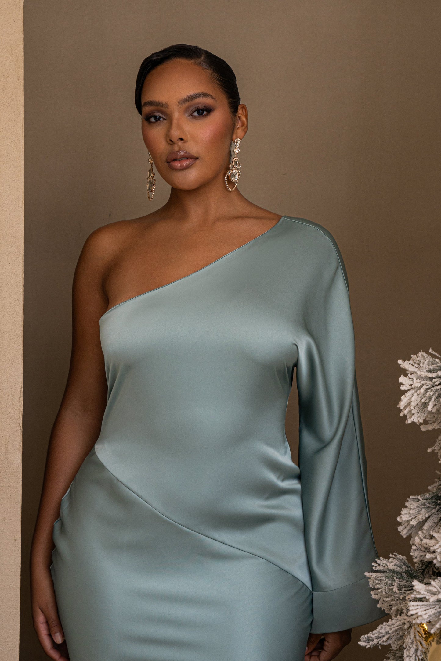 Sage Femme Drape Maxi Dress
