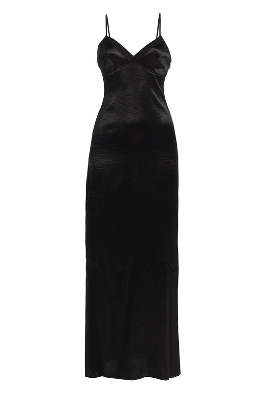 Black Surreal Satin Maxi Dress