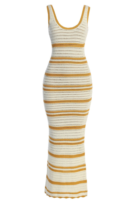 Ivory/Yellow Destiny Knit Maxi Dress