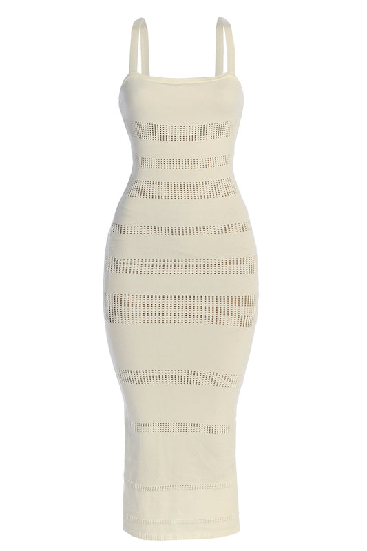 Ivory Sandy Shores Knit Midi Dress