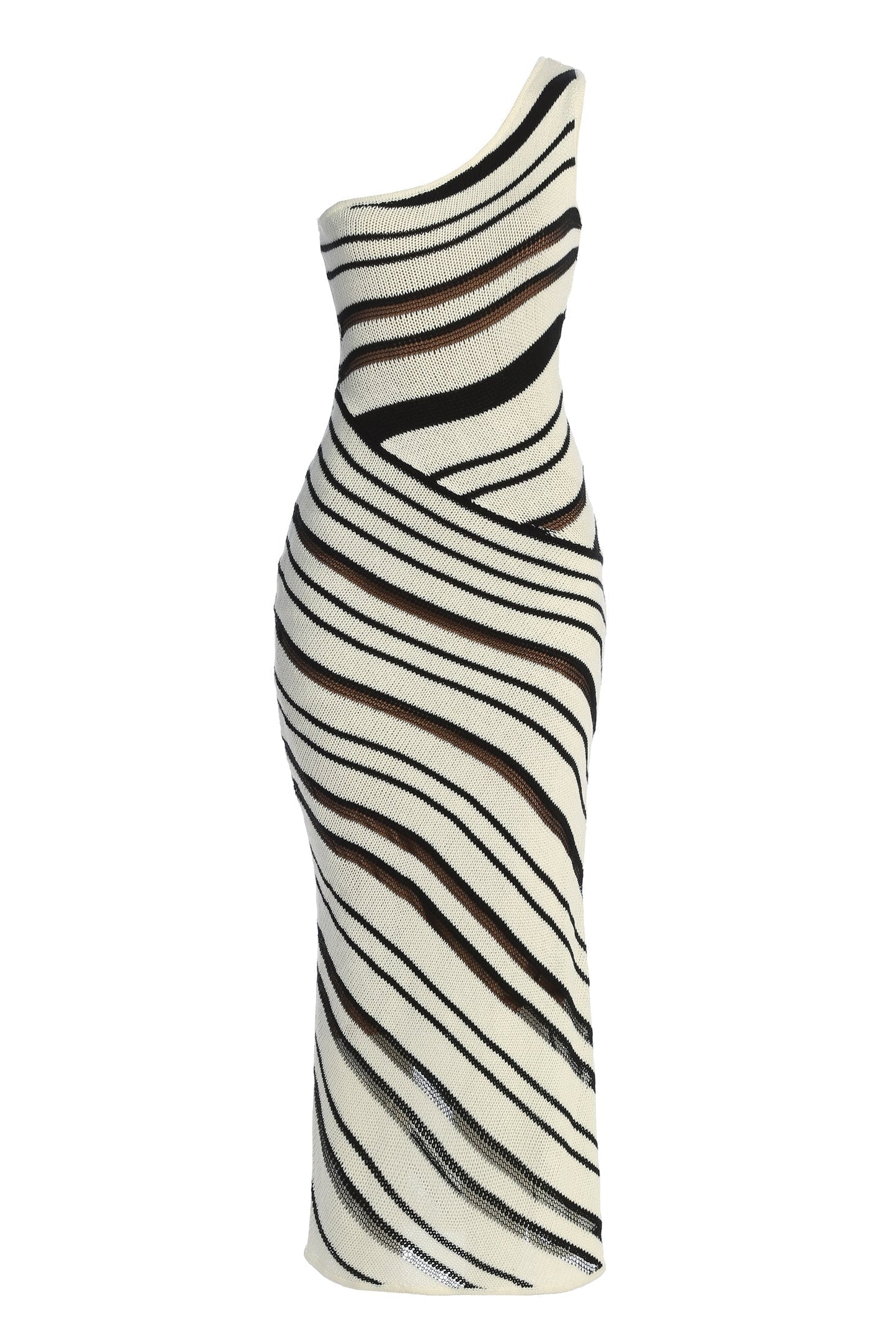Ivory/Black Sanibel Ruched Maxi Knit Dress