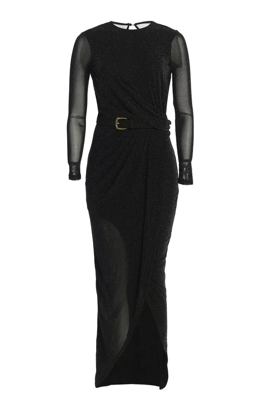 Black Araceli Gathered Maxi Dress