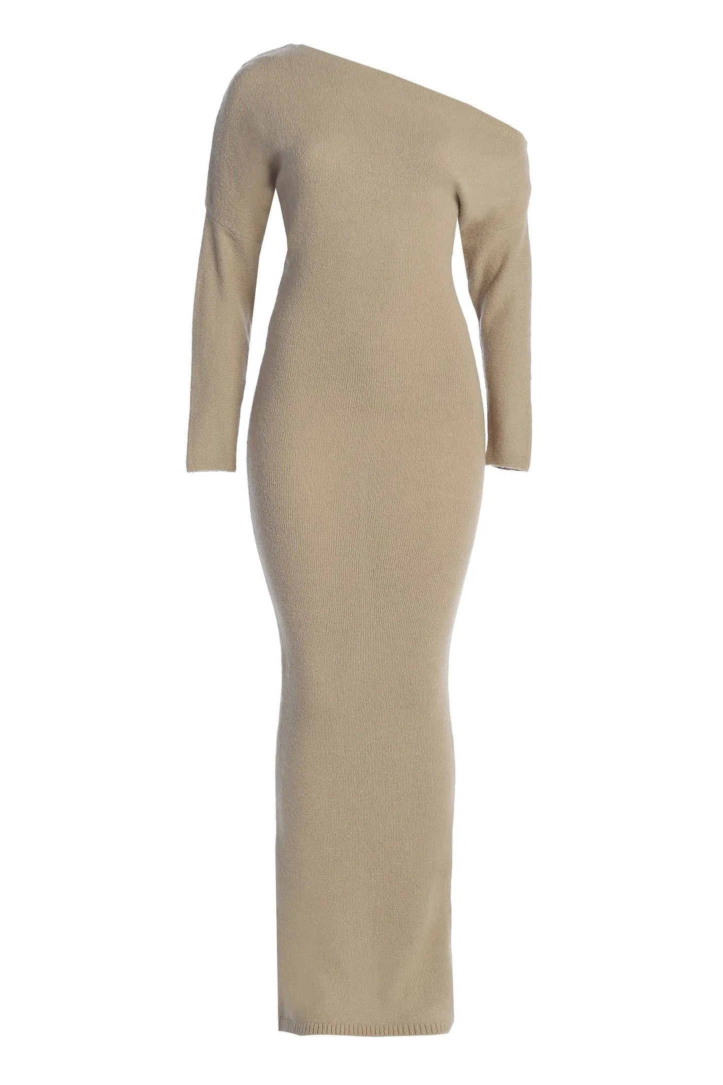 Beige Maddux Asymmetrical Maxi Dress