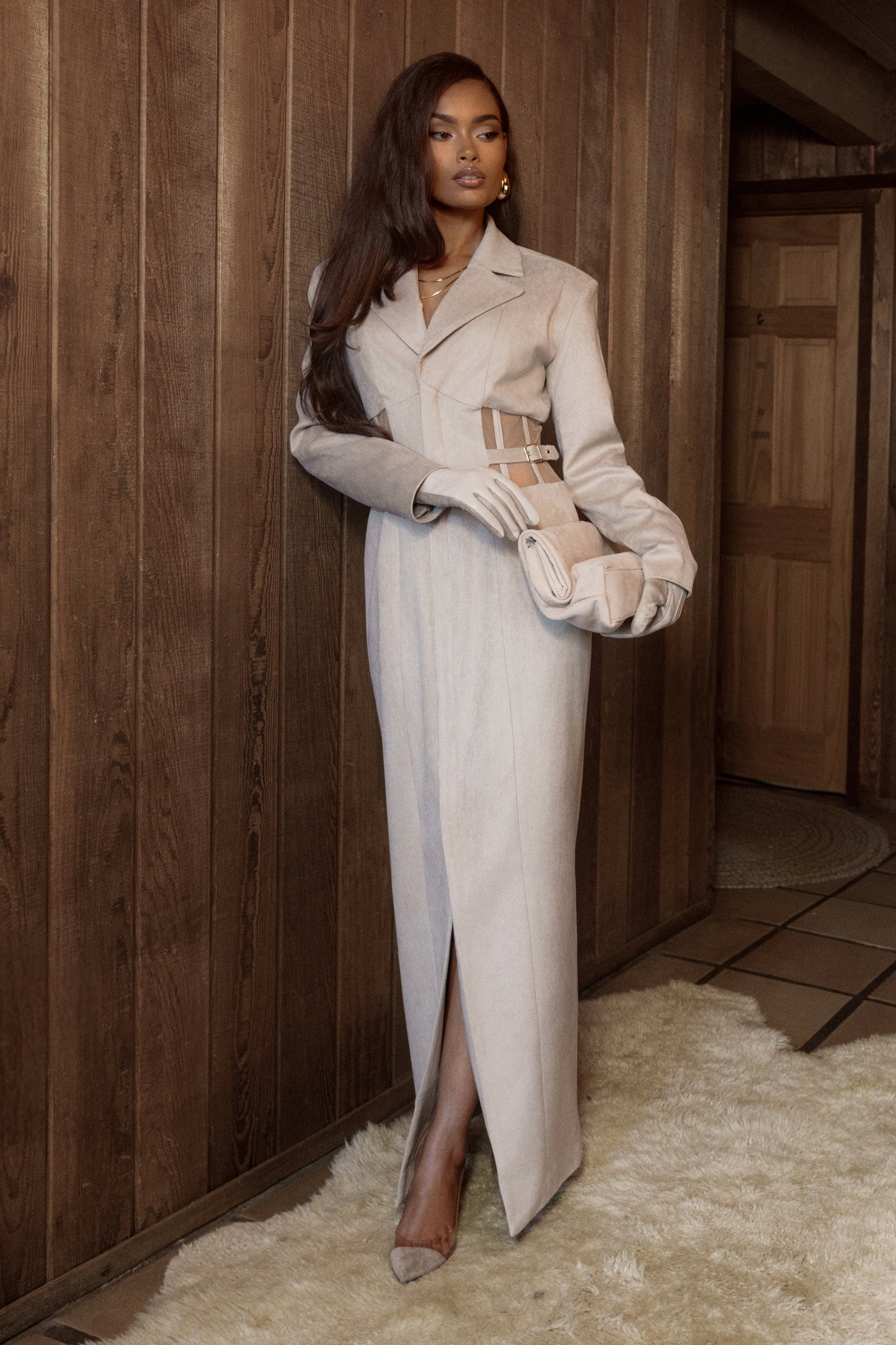 Stone Toffee Haze Suede Dress