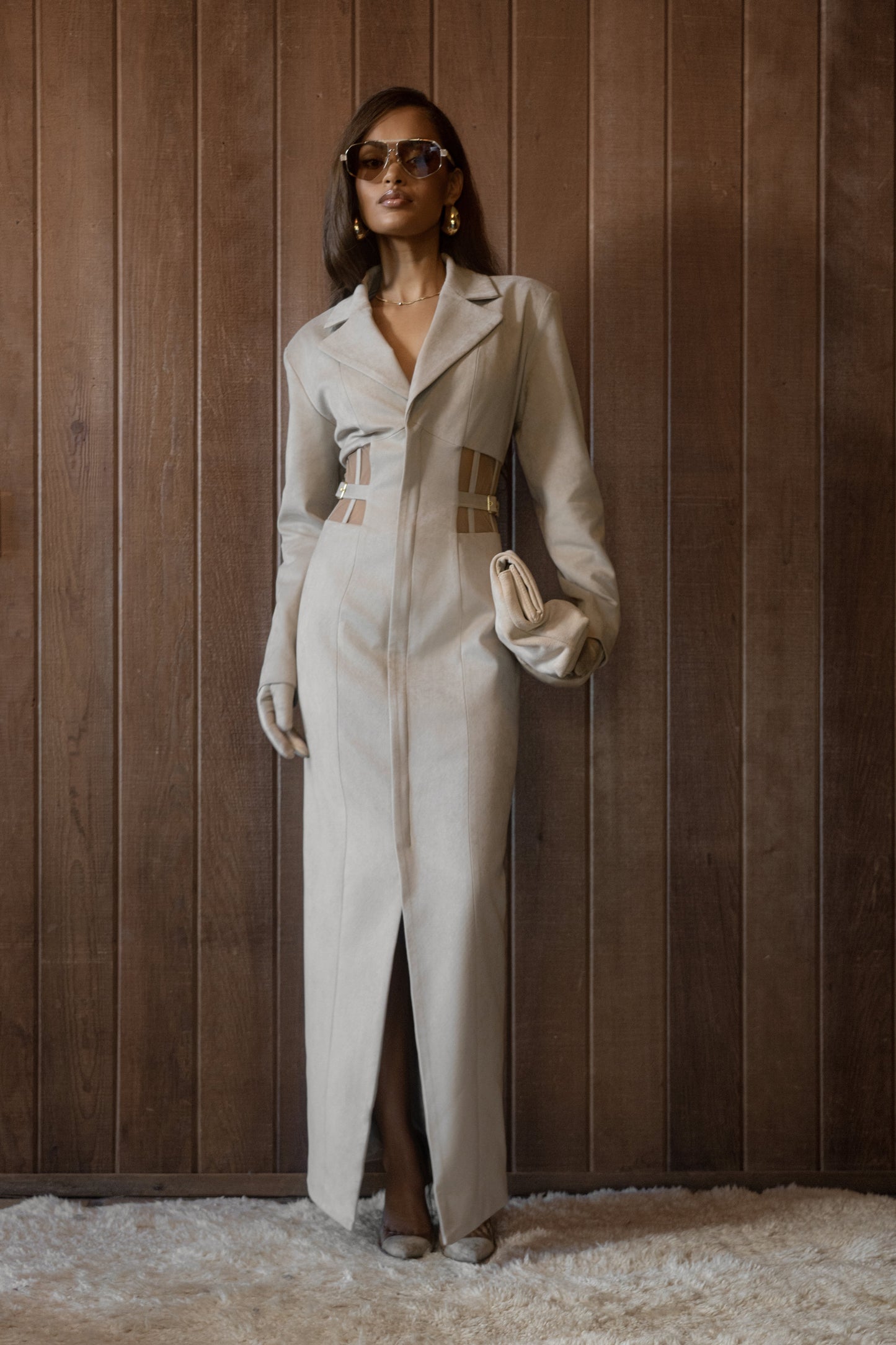 Stone Toffee Haze Suede Dress