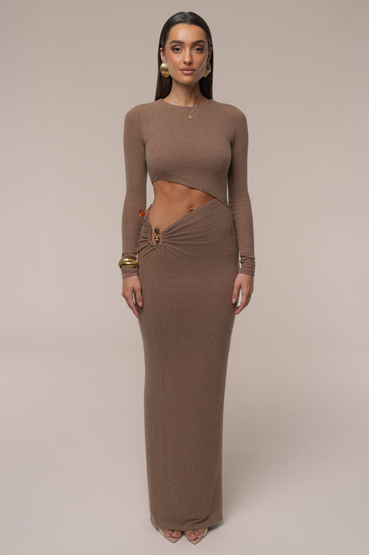 Chocolate Summer Romance Cutout Dress