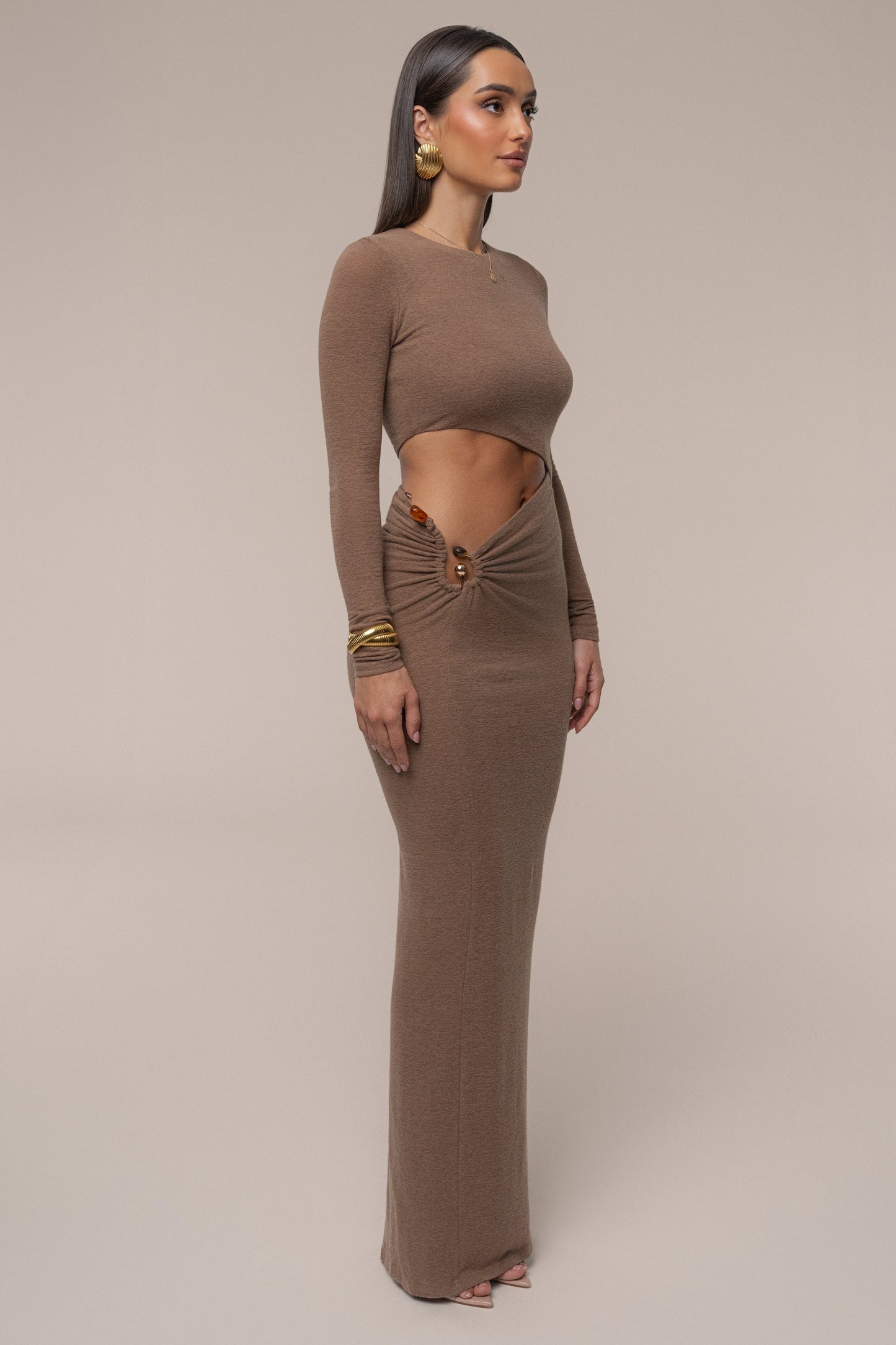 Chocolate Summer Romance Cutout Dress