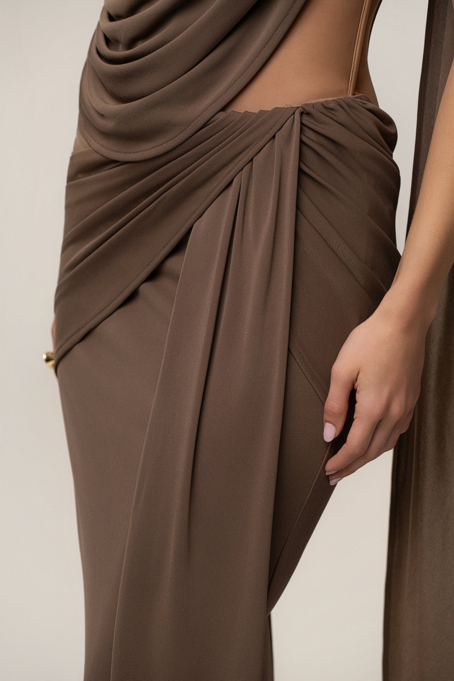 Dark Taupe Empress of Hearts Maxi Gown