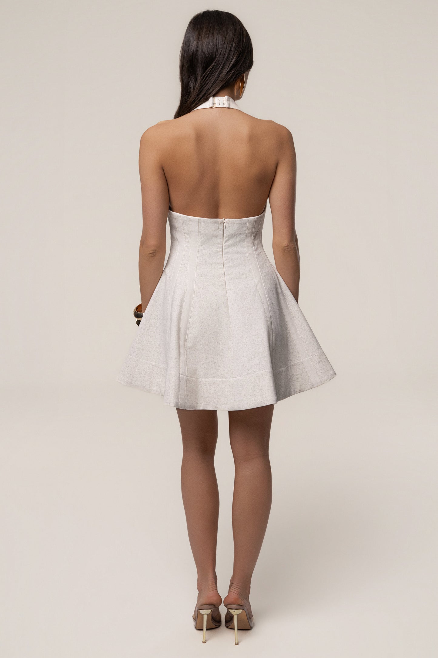 Beige Larissa Flared Mini Dress