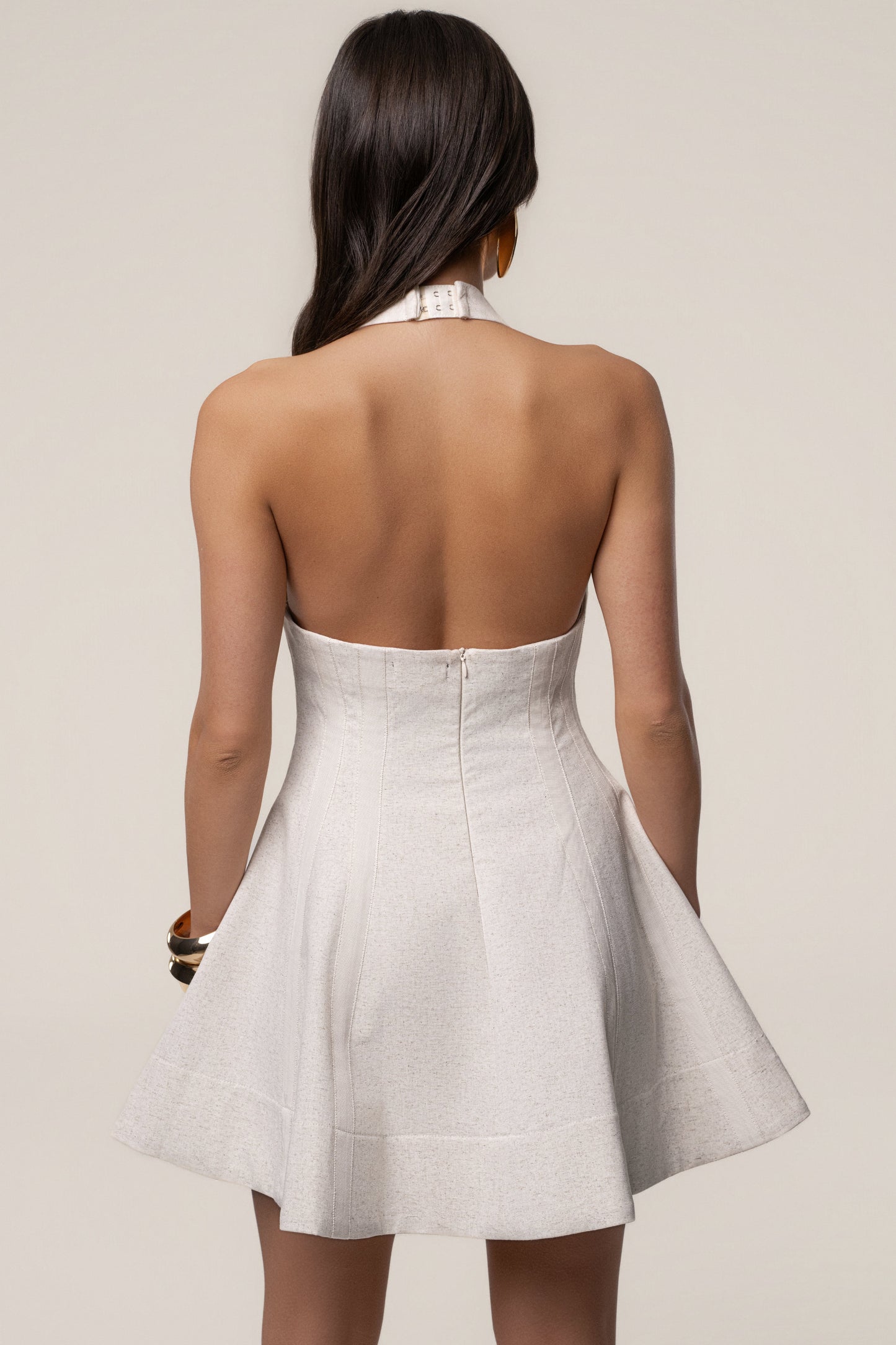 Beige Larissa Flared Mini Dress