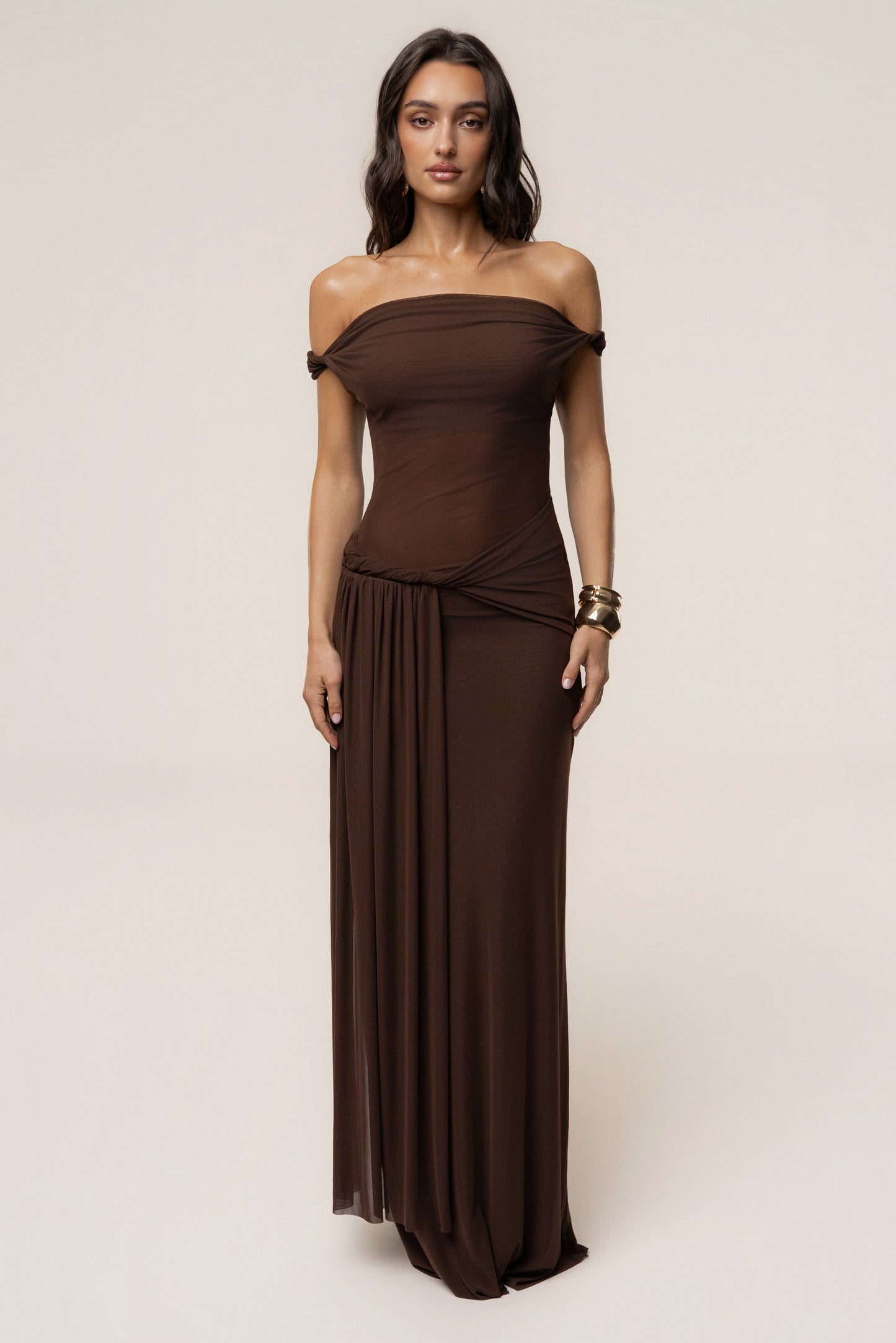 Brown Serenity Drape Gown