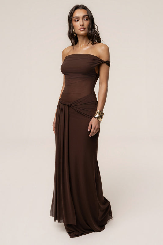 Brown Serenity Drape Gown