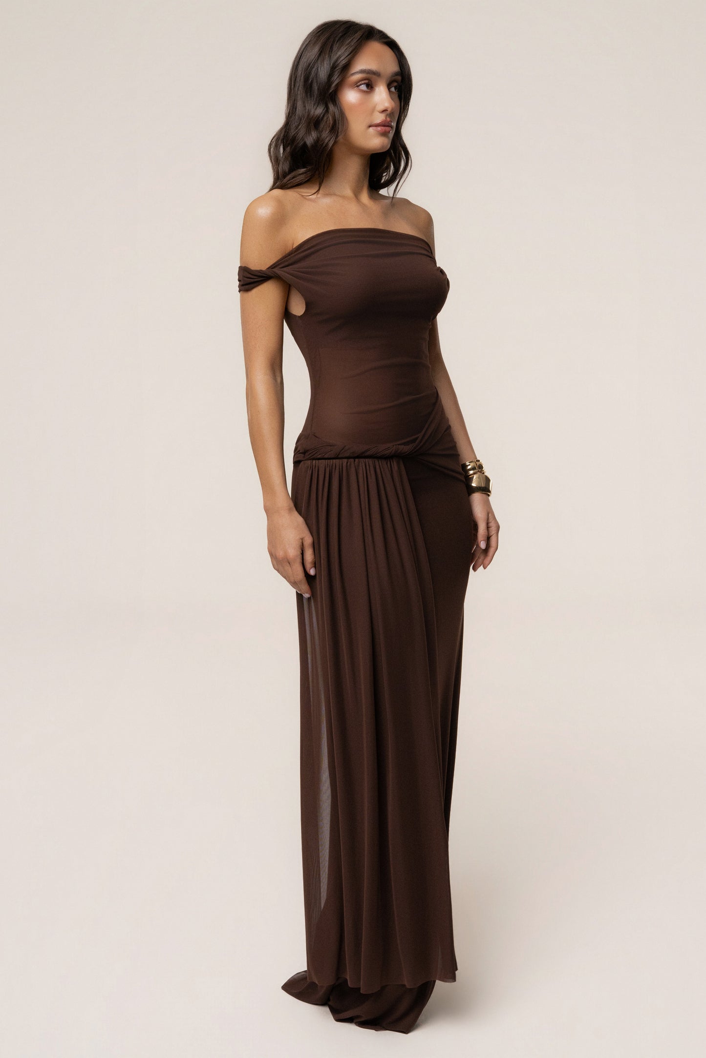 Brown Serenity Drape Gown