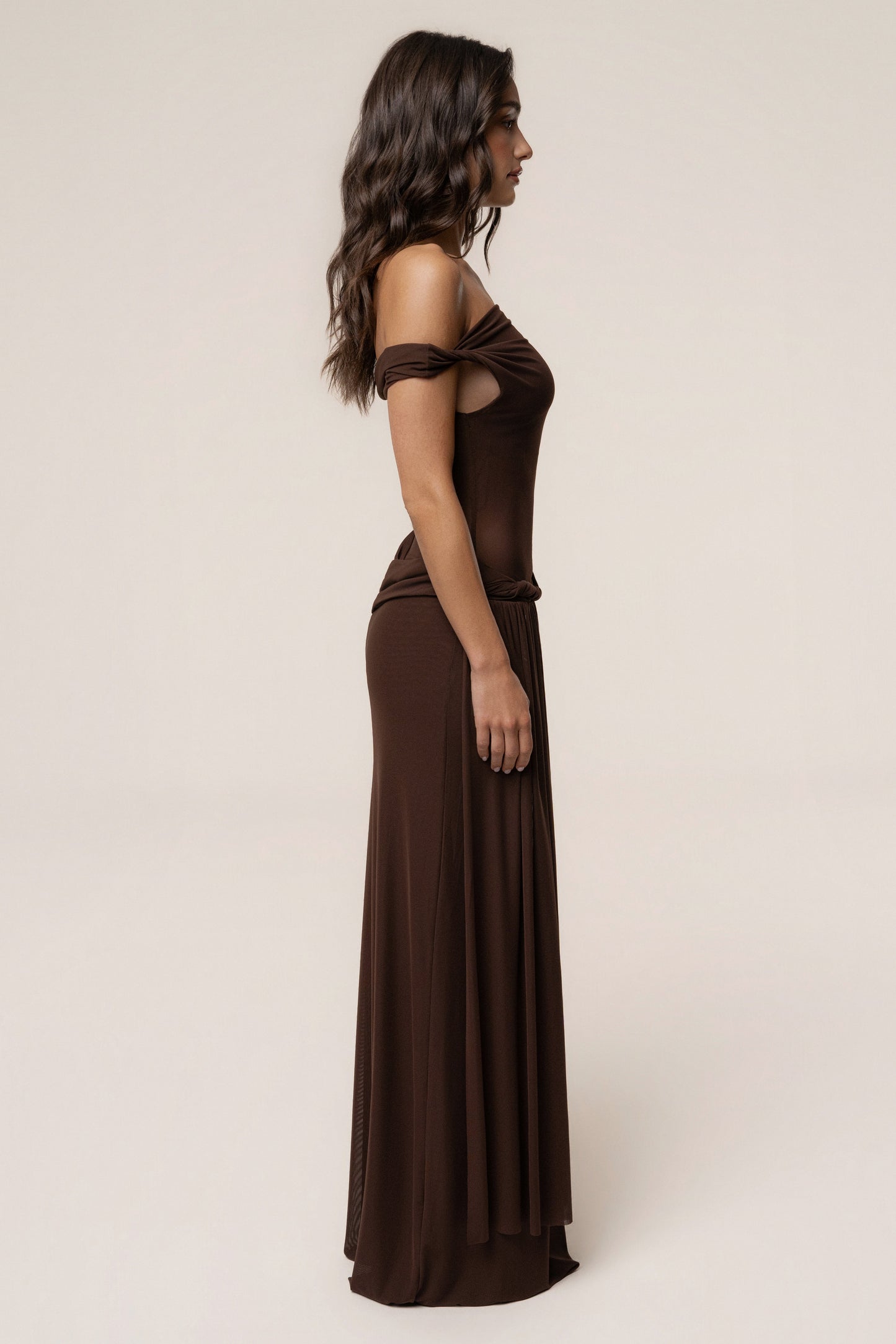 Brown Serenity Drape Gown