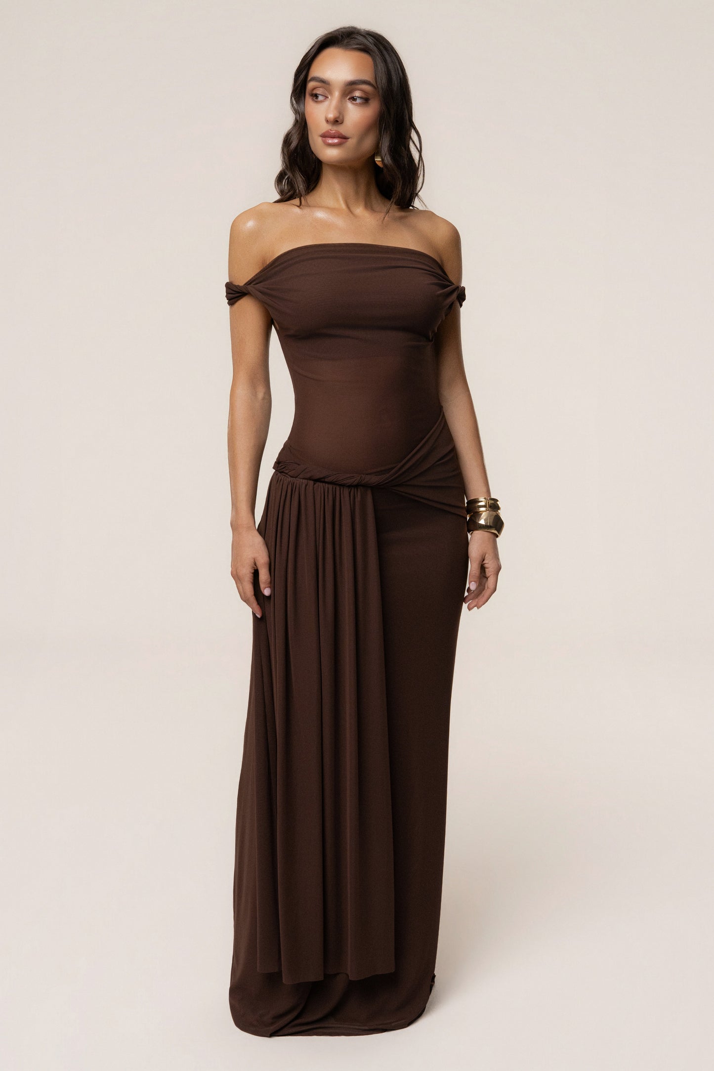 Brown Serenity Drape Gown