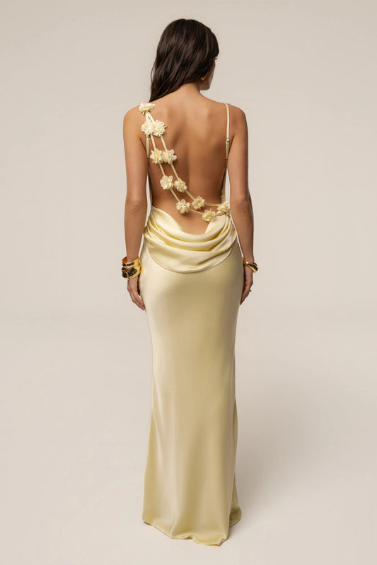 PRE-ORDER Yellow Down The Aisle Satin Gown