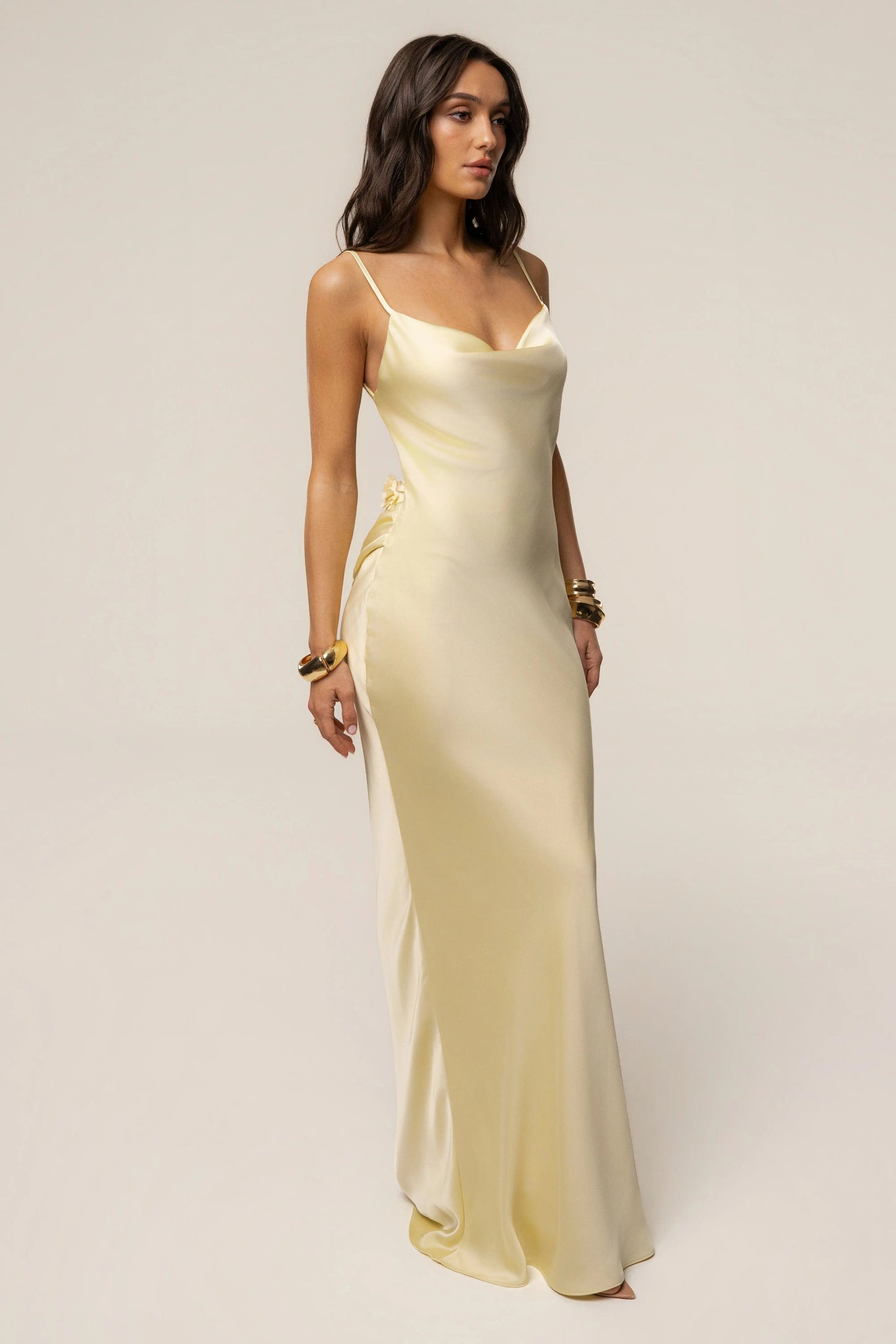 PRE-ORDER Yellow Down The Aisle Satin Gown