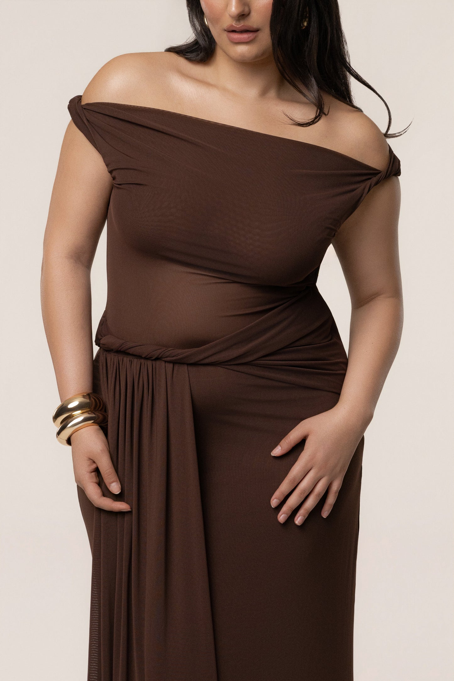 Brown Serenity Drape Gown