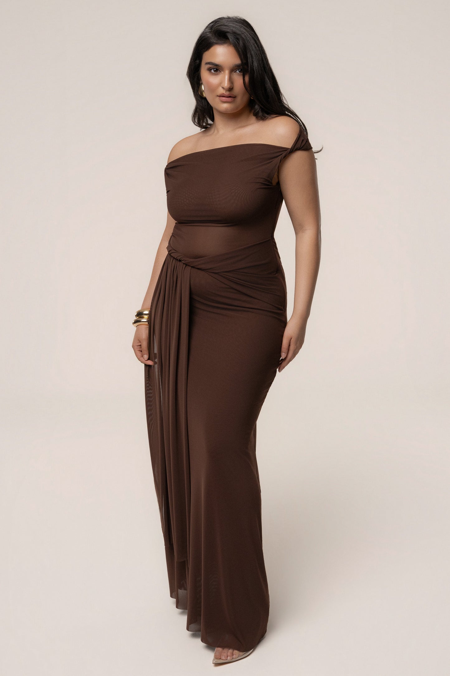 Brown Serenity Drape Gown