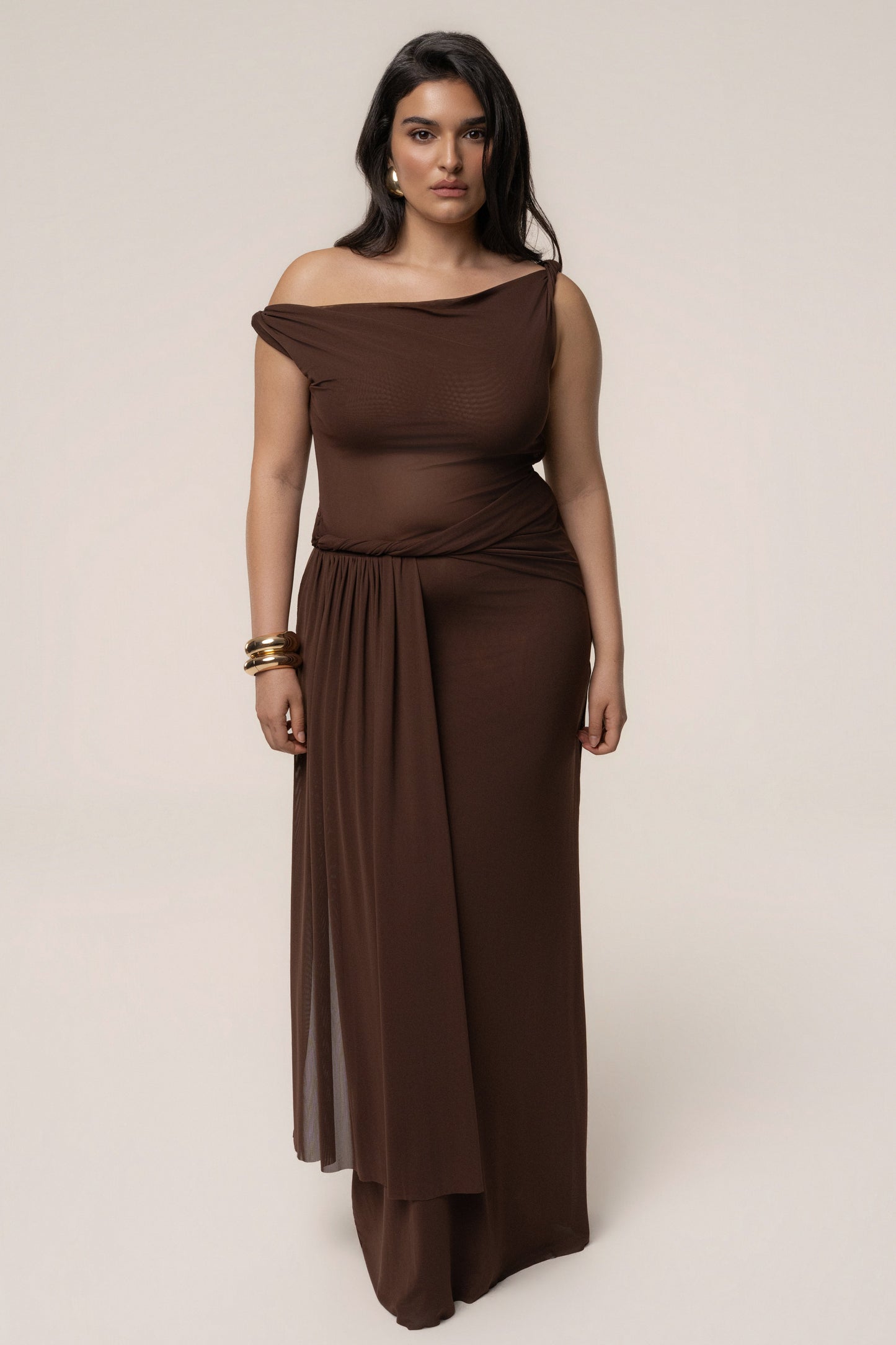 Brown Serenity Drape Gown