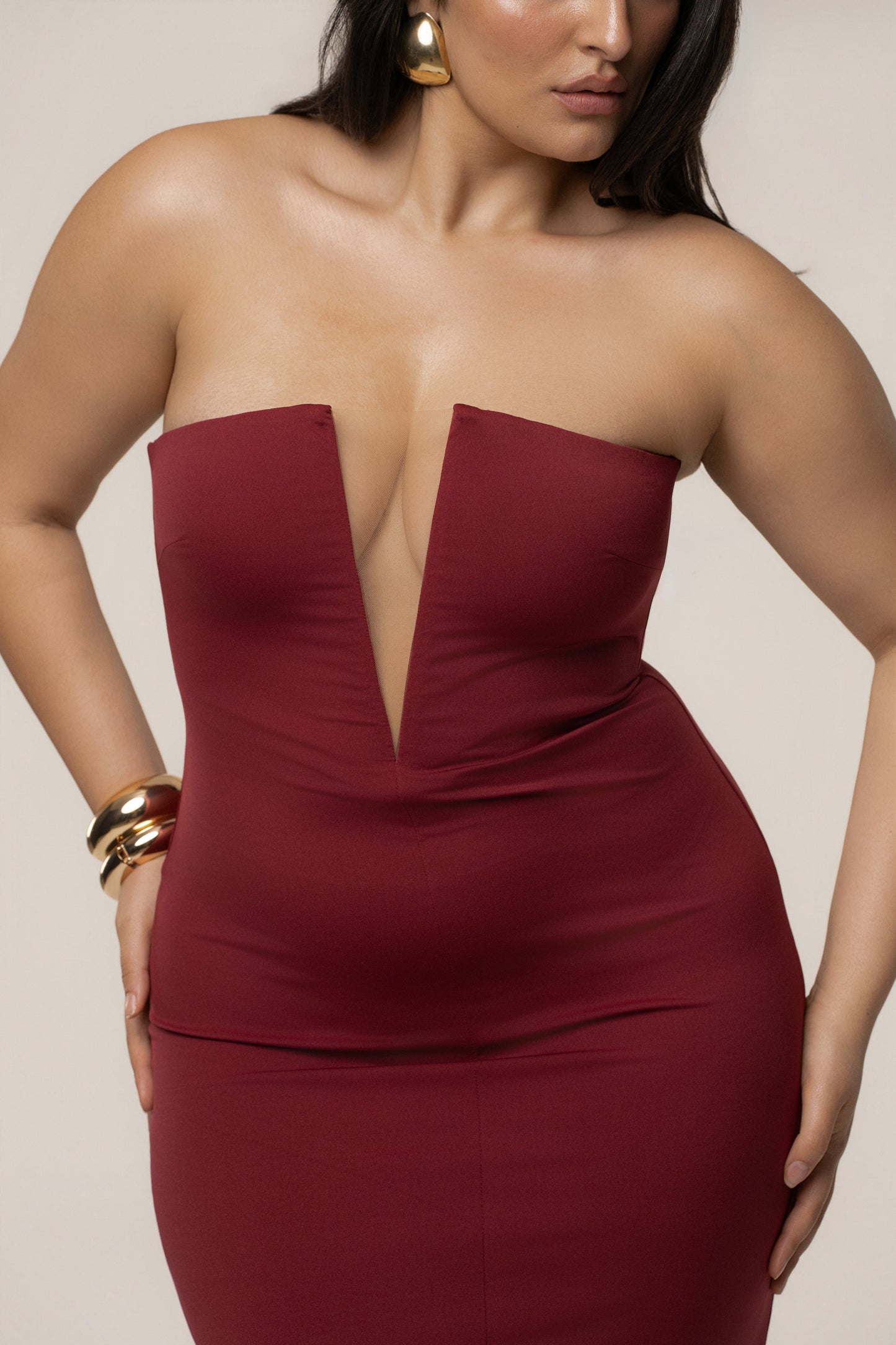 Burgundy Midnight Illusion Maxi Gown