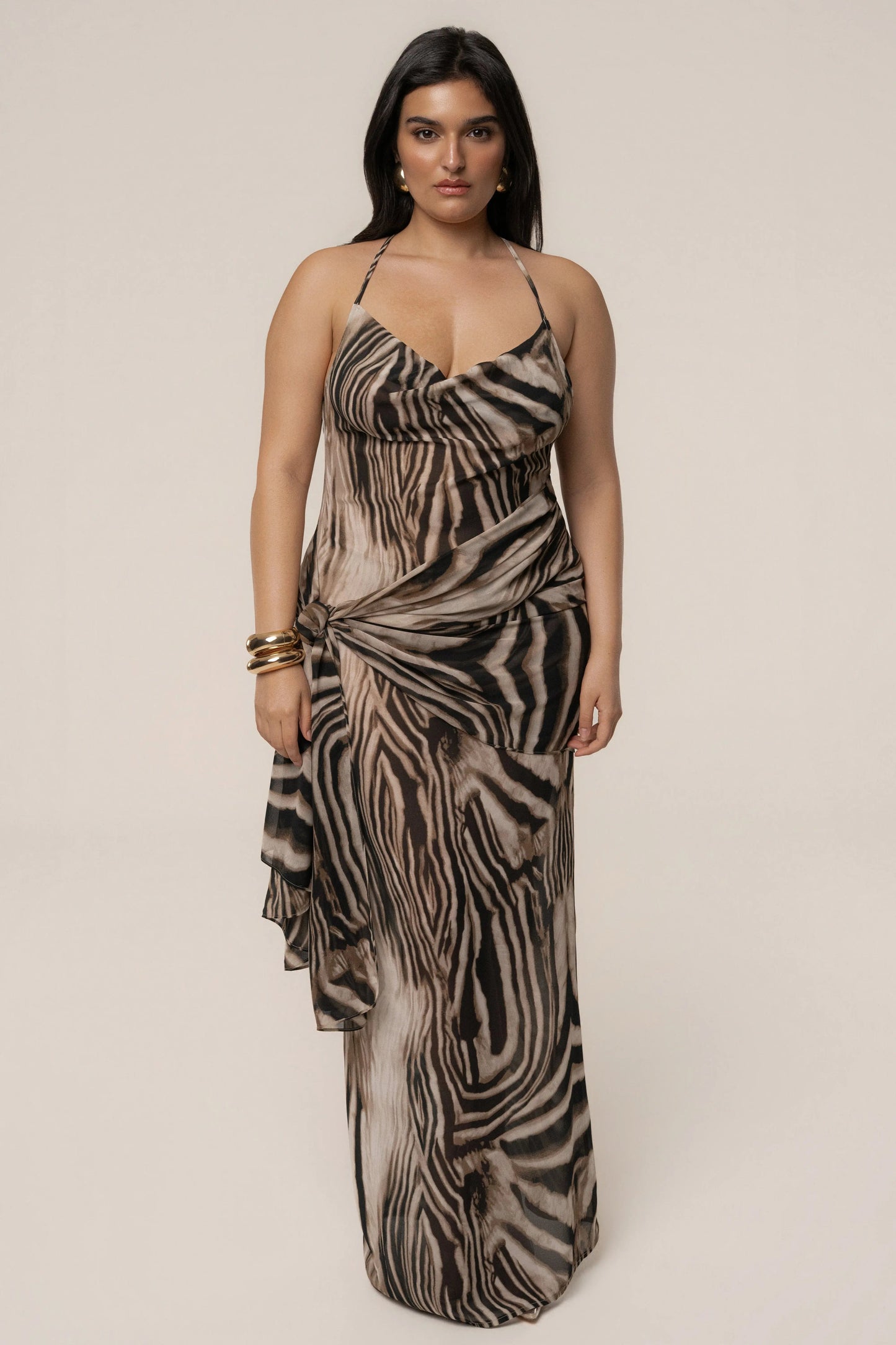 Brown Zebra Print Infinite Journey Maxi Dress