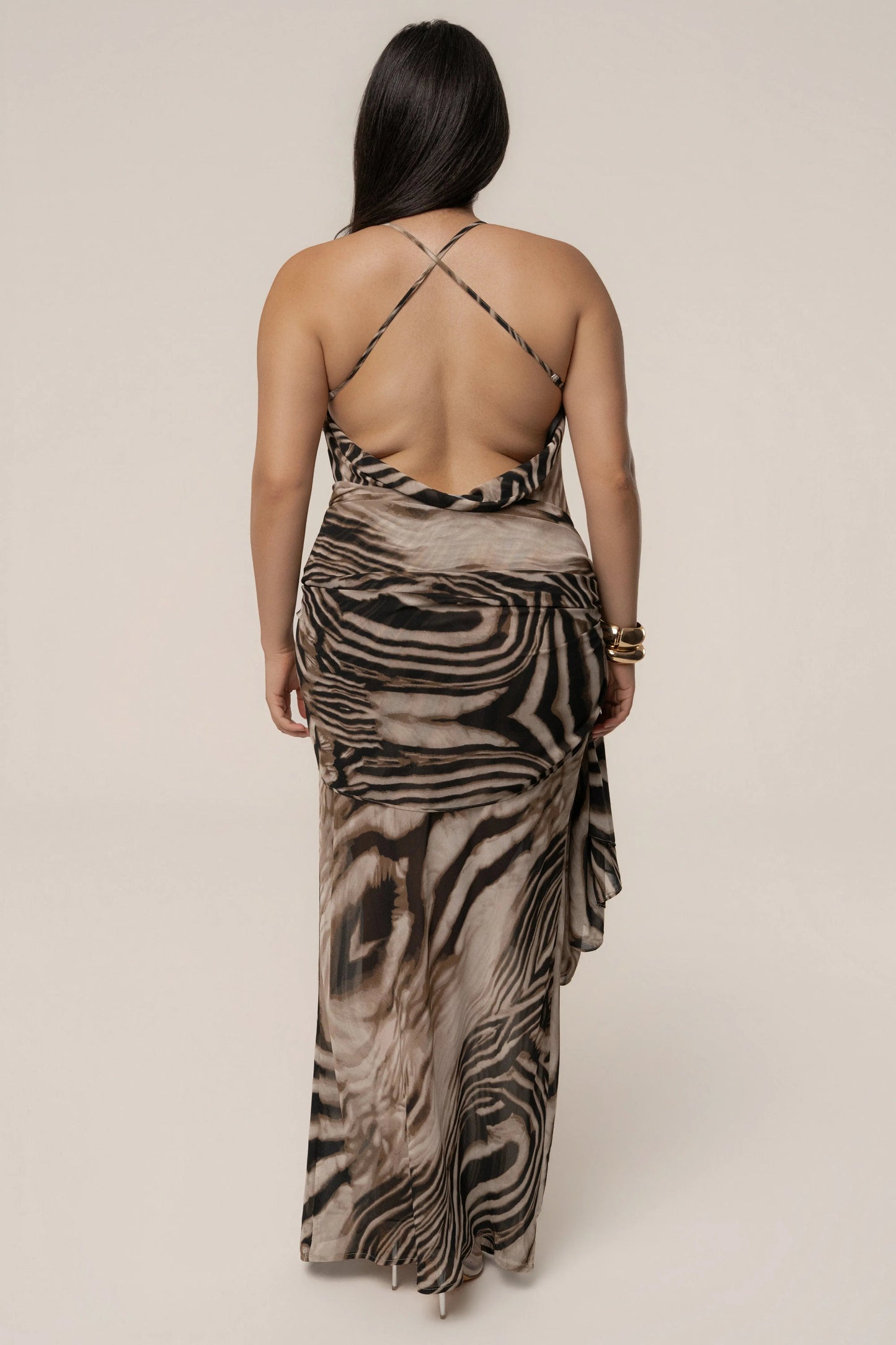 Brown Zebra Print Infinite Journey Maxi Dress