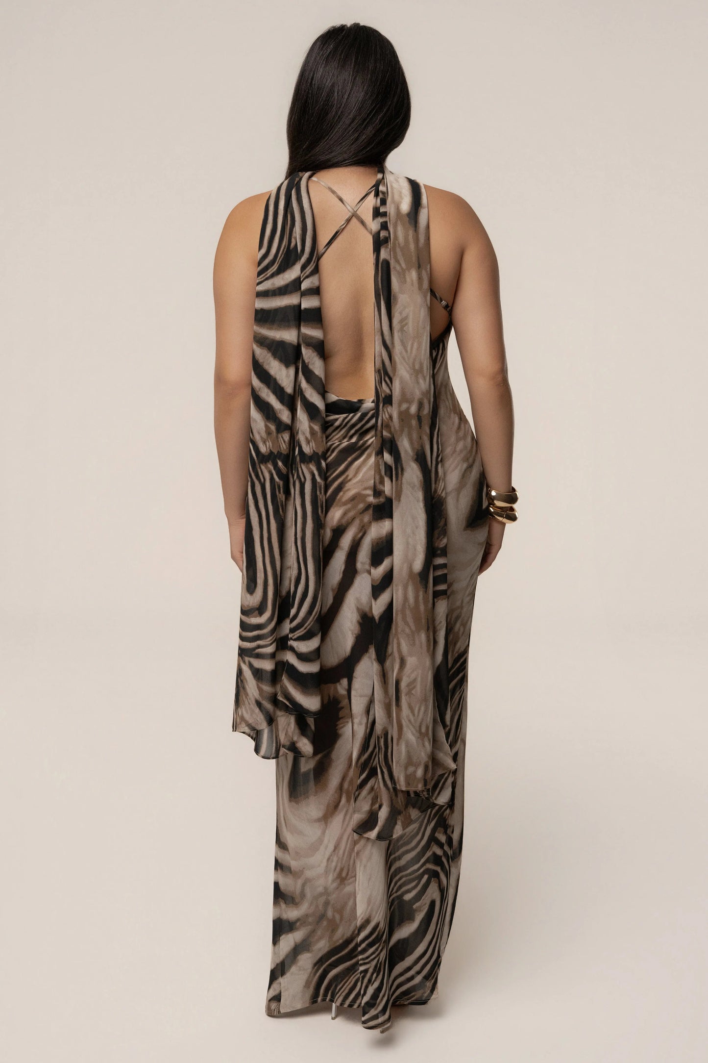 Brown Zebra Print Infinite Journey Maxi Dress